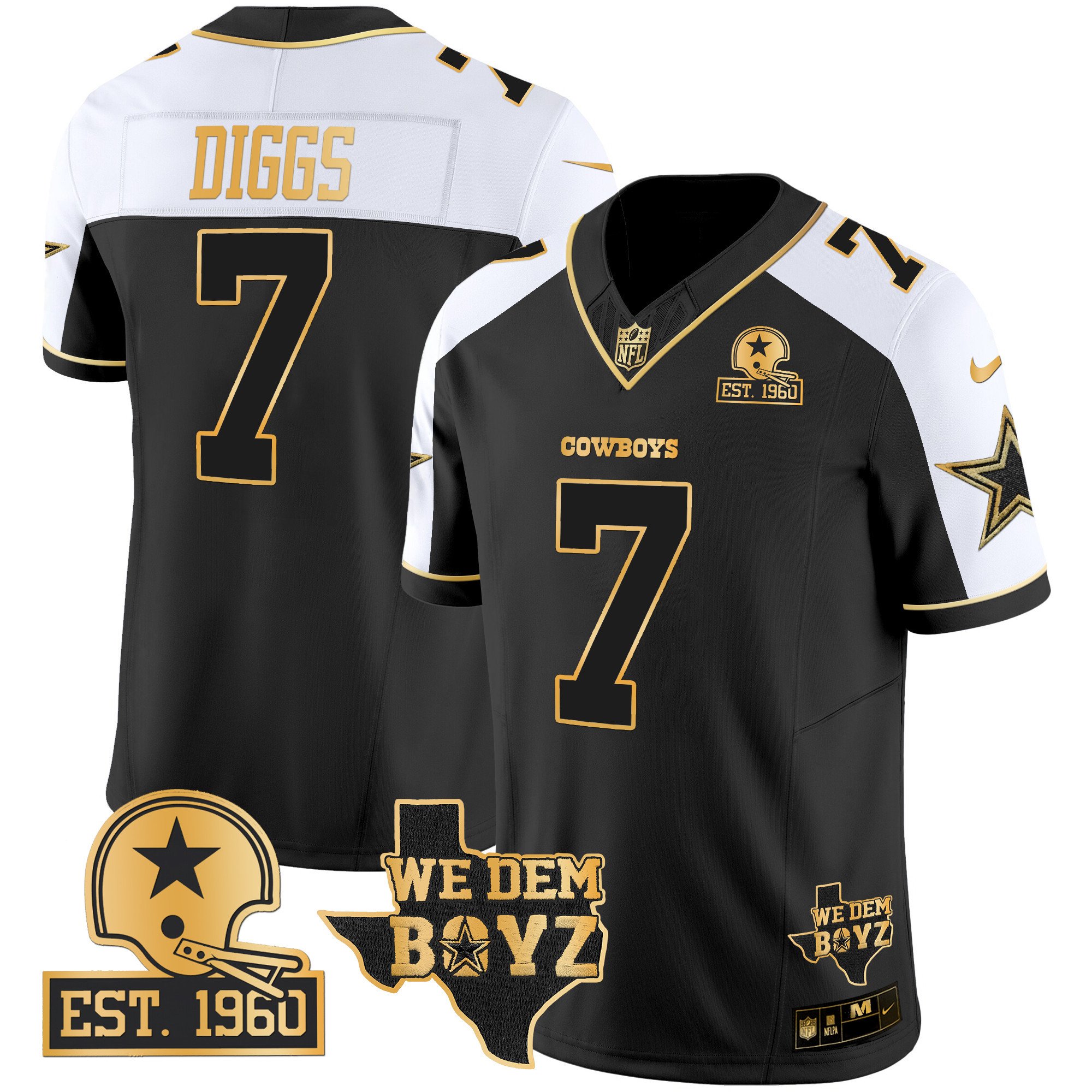Men's Trevon Diggs Dallas Cowboys Est. 1960 & We Dem Boyz Patch Gold Vapor Limited Alternate Jersey V2 - All Stitched
