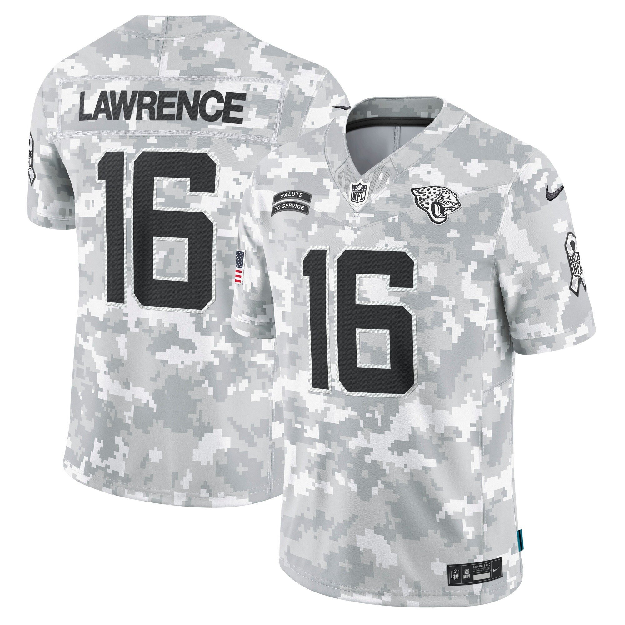 Men's Trevor Lawrence Jacksonville Jaguars 2024 Salute to Service Vapor Limited Arctic Camo Jersey - Arctic Camo - All Stitched