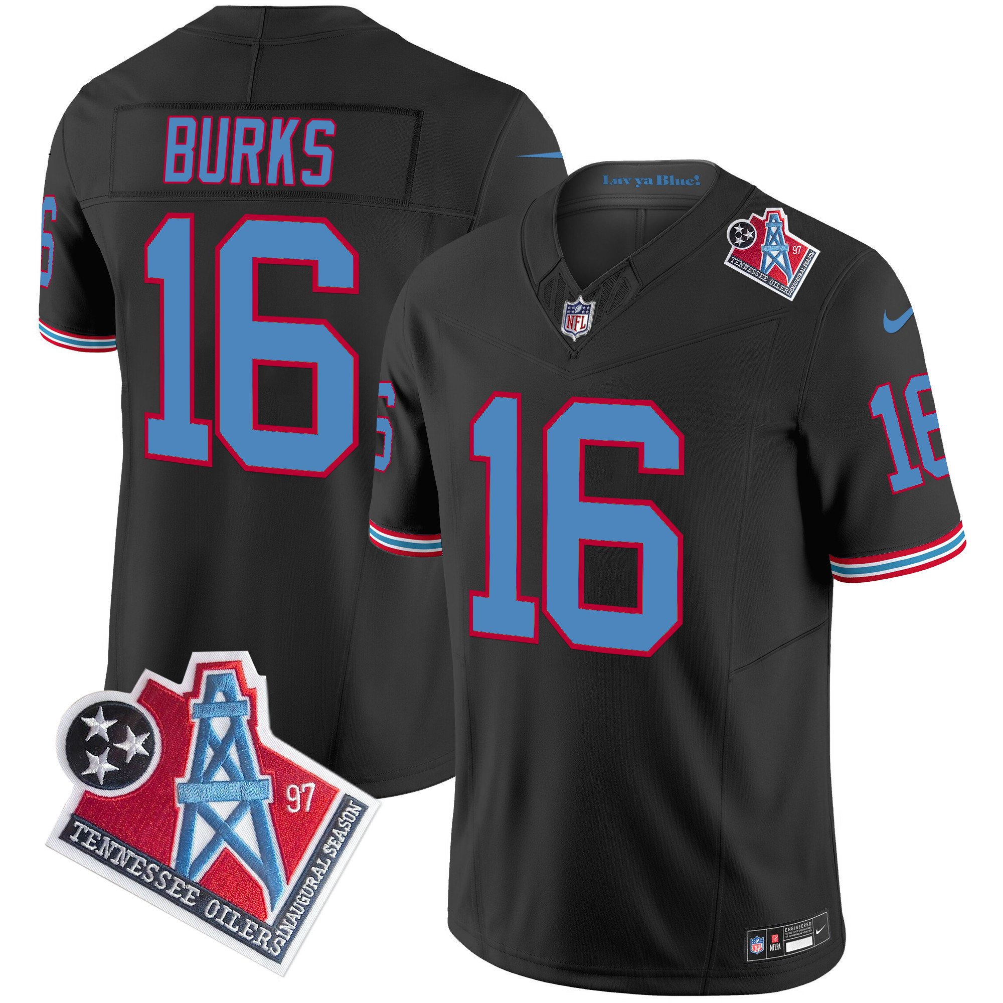 Men's Treylon Burks Tennessee Titans 1997 Throwback Limited Vapor Limited Black Jersey - All Stitched