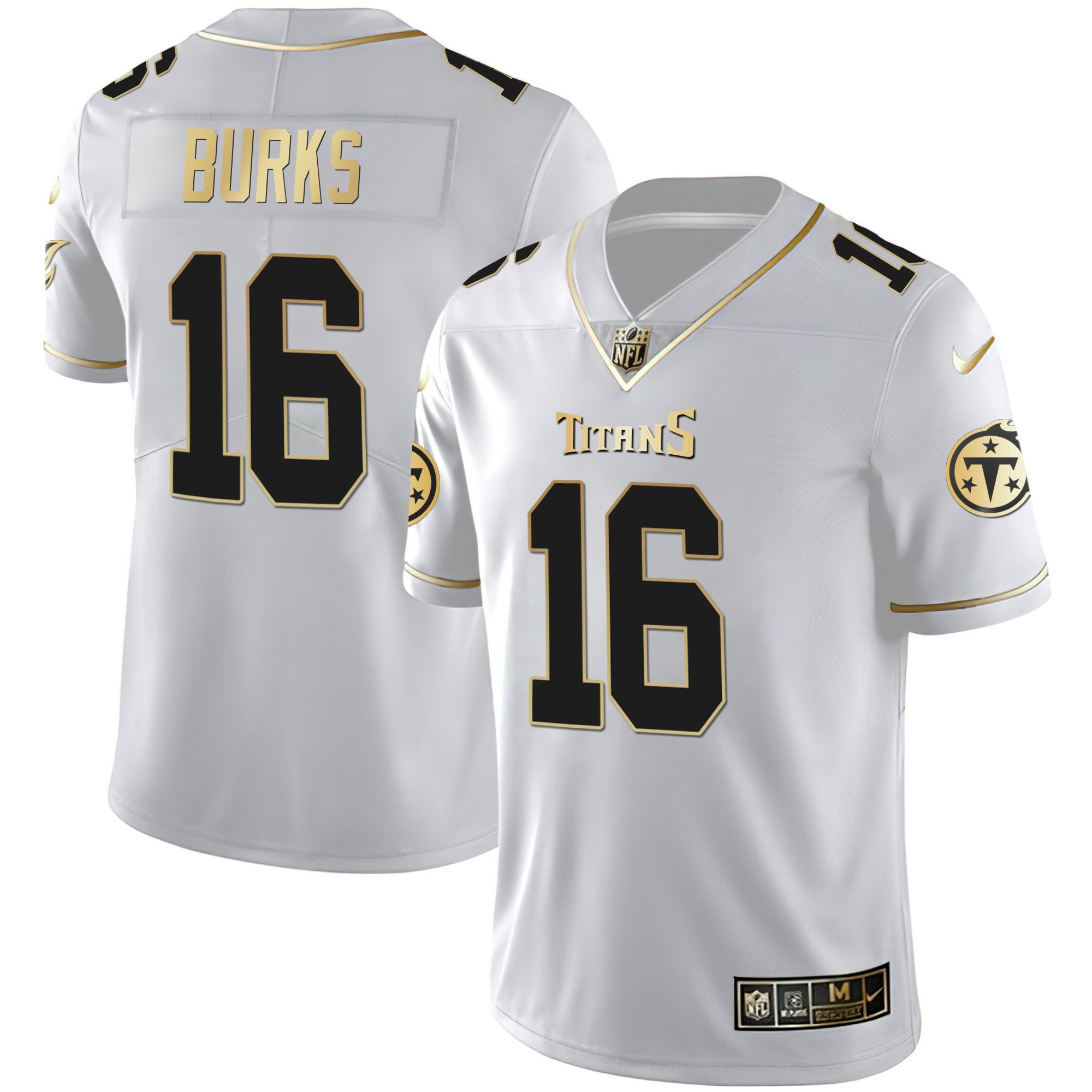 Men's Treylon Burks Tennessee Titans White Gold & Black Gold White Gold Jersey - All Stitched