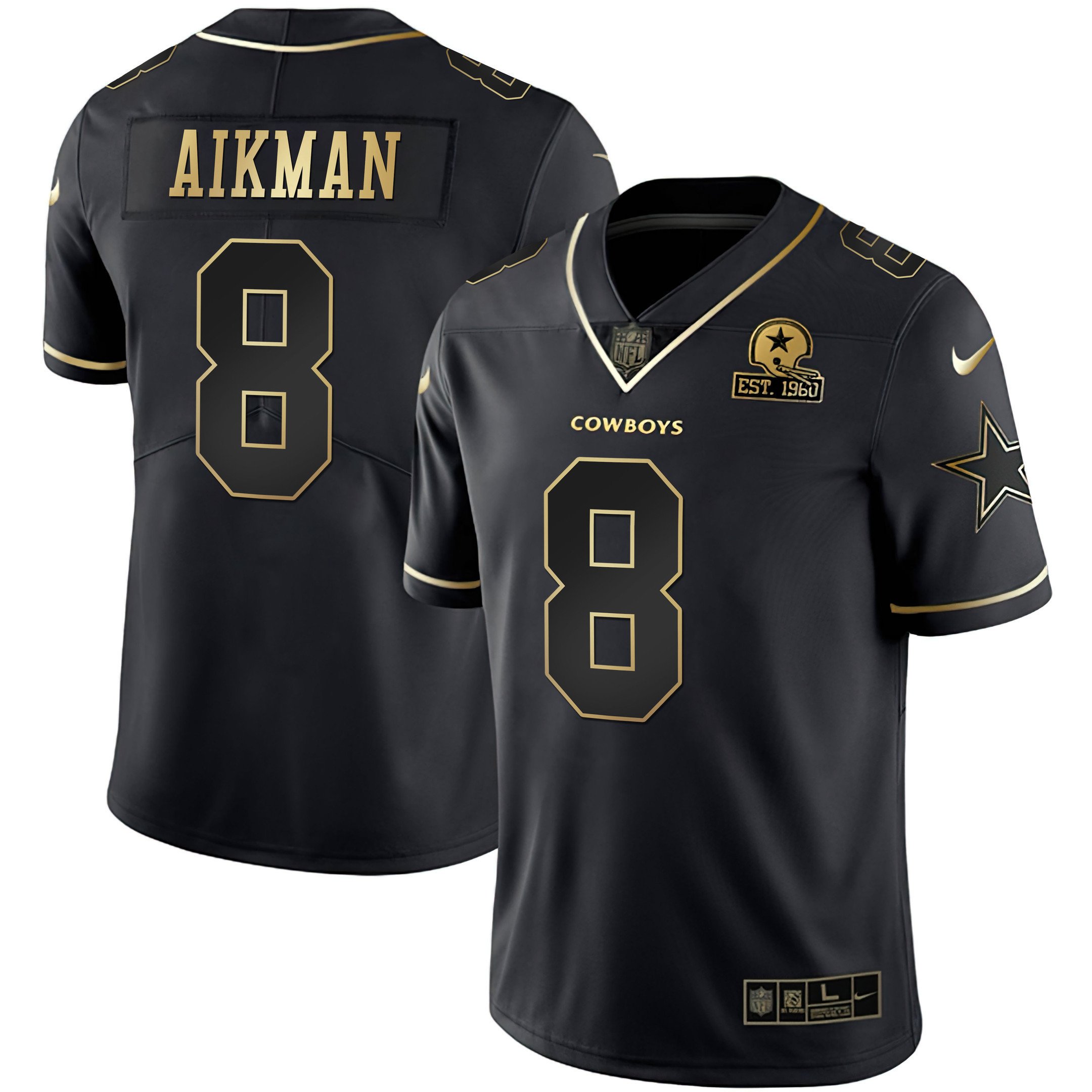 Men's Troy Aikman Dallas Cowboys Black Gold Jersey Collection - All Stitched