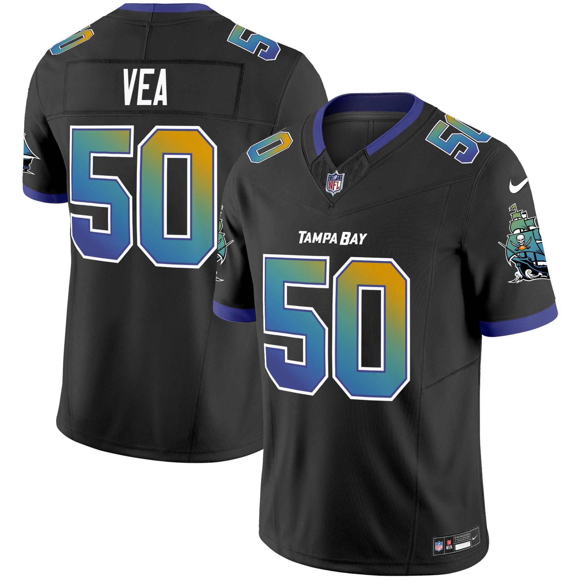 Men's Vita Vea Tampa Bay Buccaneers "Tampa City" Vapor Limited Black Jersey - All Stitched