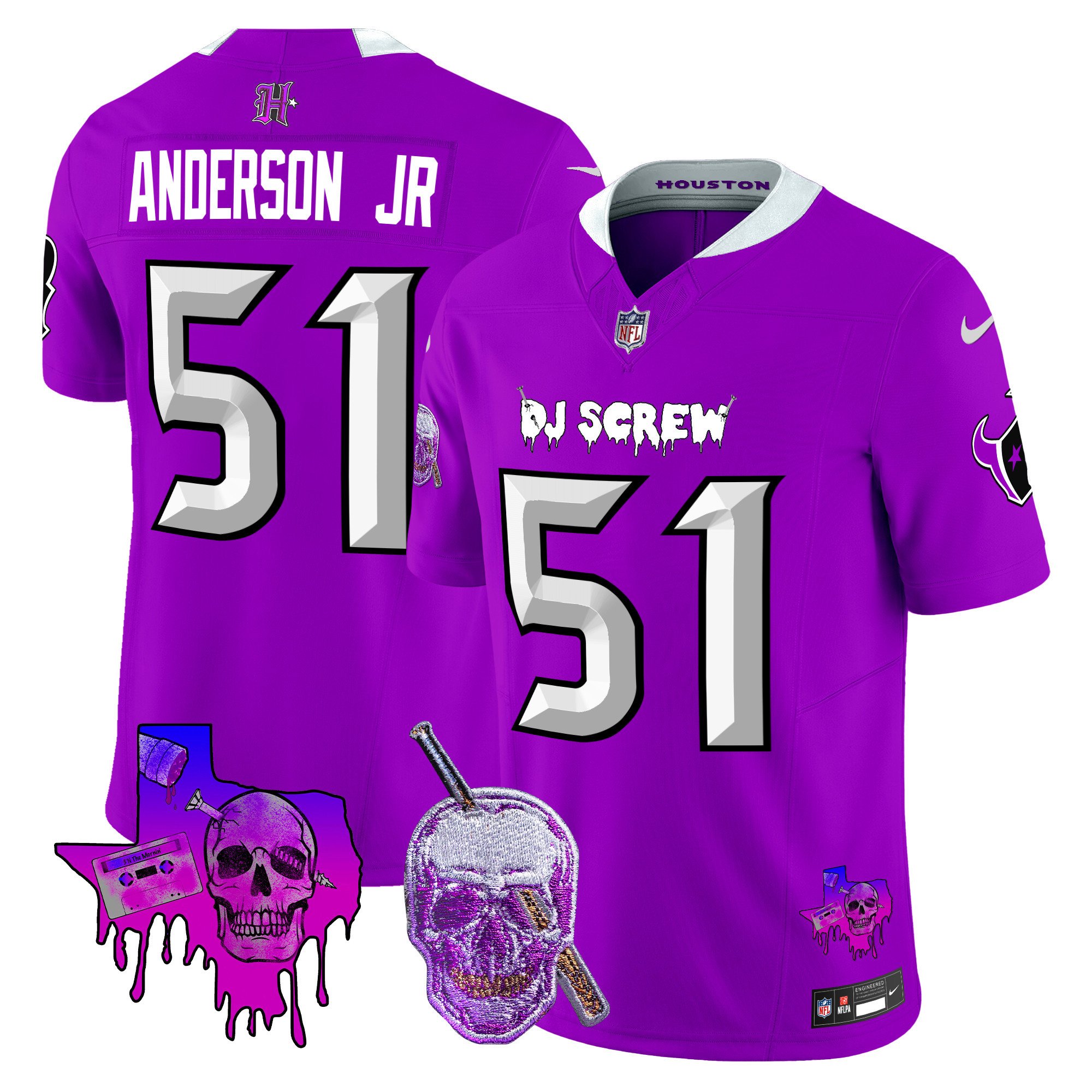Men's Will Anderson Jr. Houston Texans DJ Screw Vapor Limited Purple Jersey - All Stitched