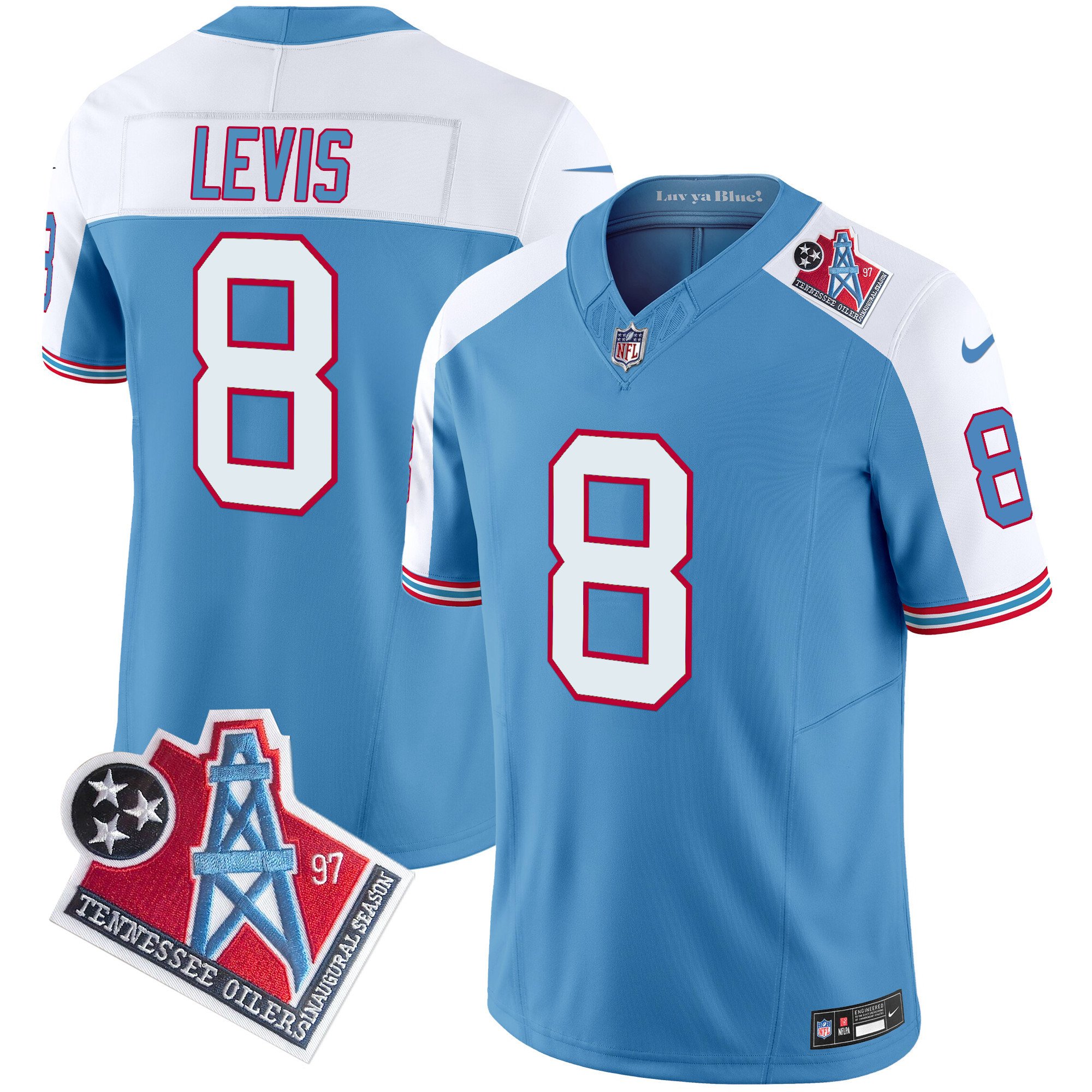 Men's Will Levis Tennessee Titans 1997 Throwback Limited Vapor Limited Alternate Jersey - All Stitched