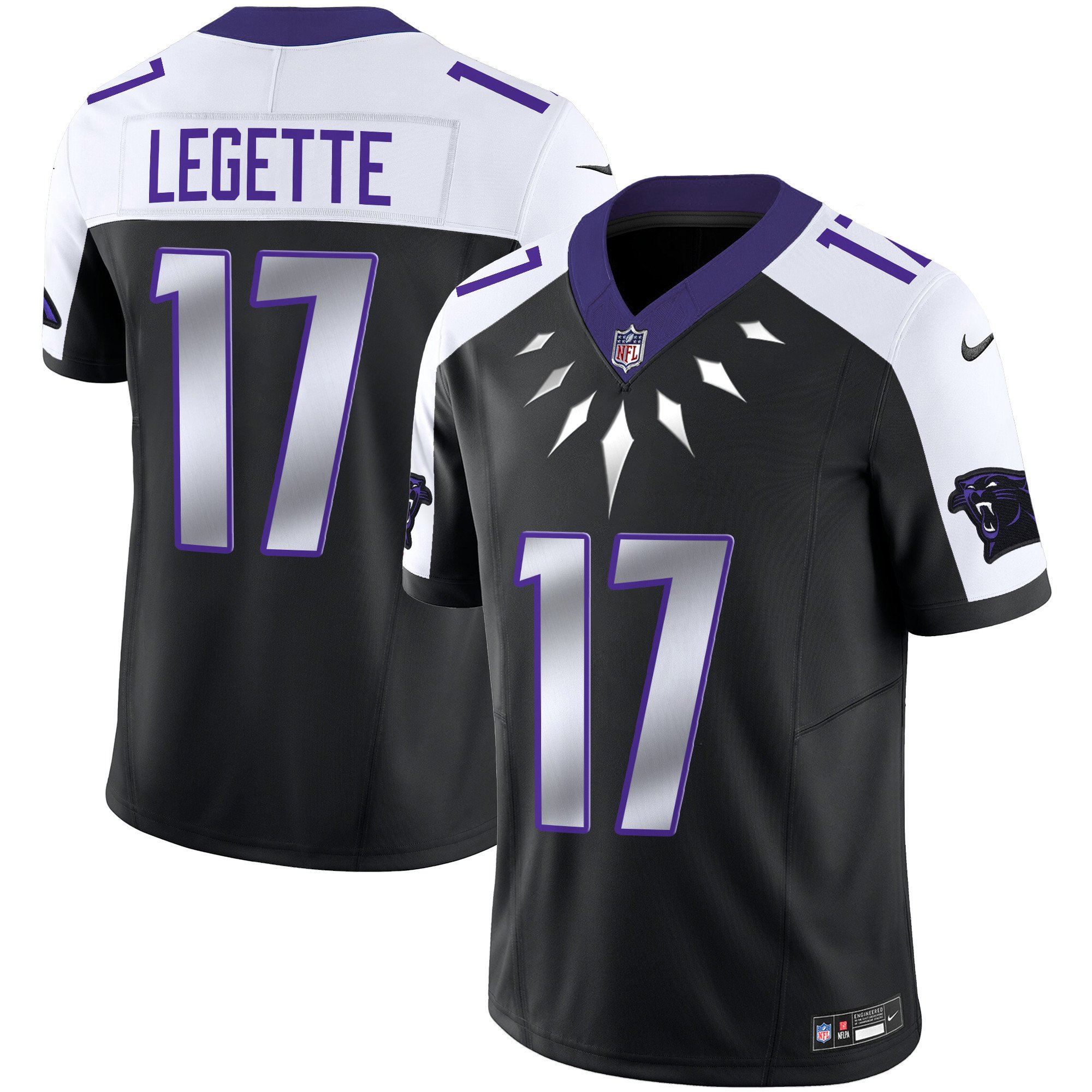 Men's Xavier Legette Carolina Panthers Wakanda Vapor Limited Black Alternate Jersey - All Stitched