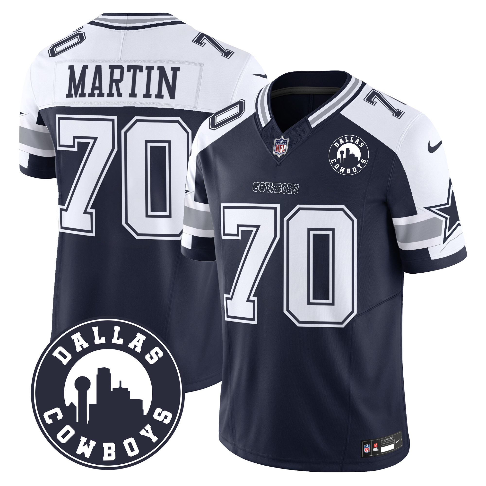 Men's Zack Martin Dallas Cowboys "Dallas City" Patch Vapor Limited Alternate Jersey - All Stitched