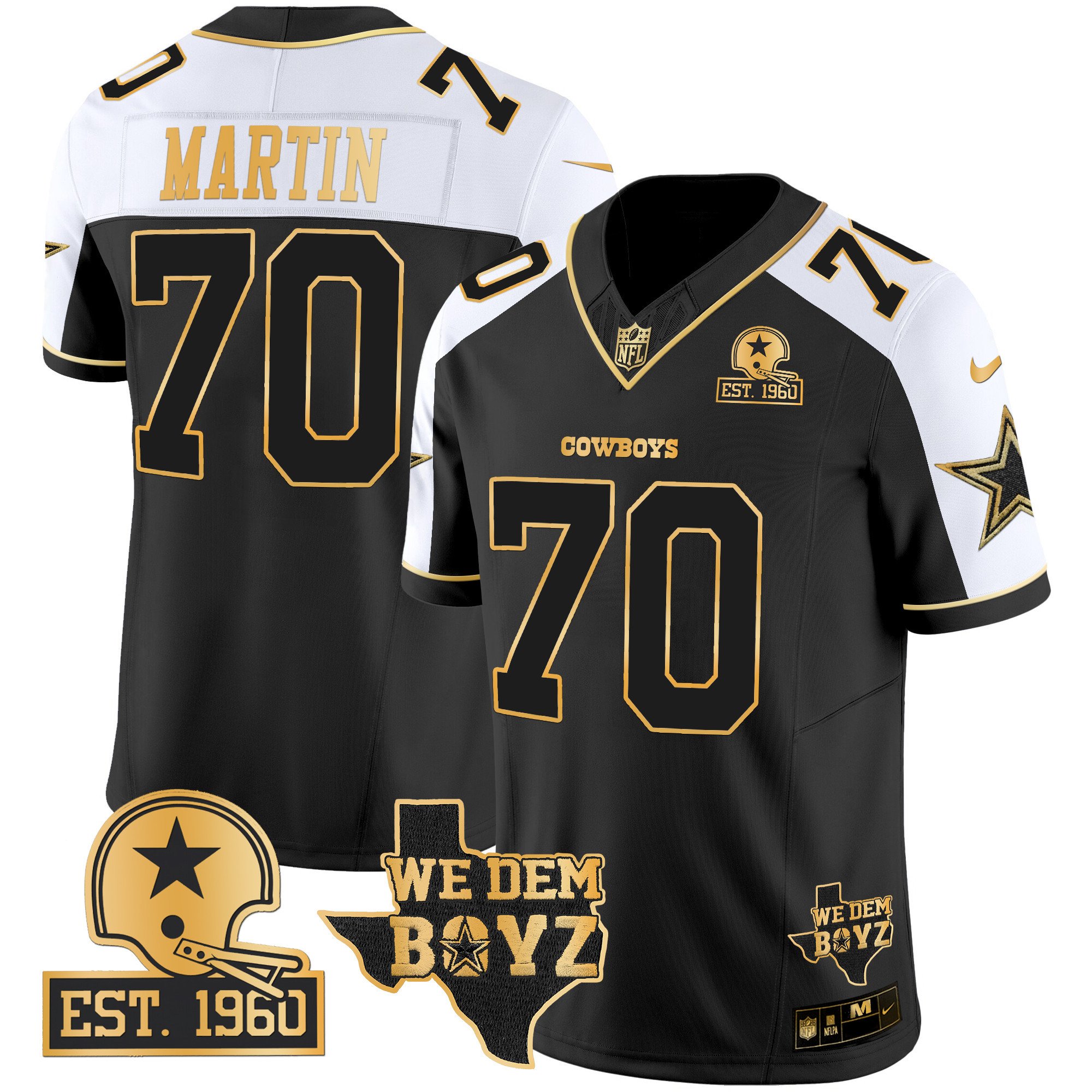 Men's Zack Martin Dallas Cowboys Est. 1960 & We Dem Boyz Patch Gold Vapor Limited Alternate Jersey V2 - All Stitched