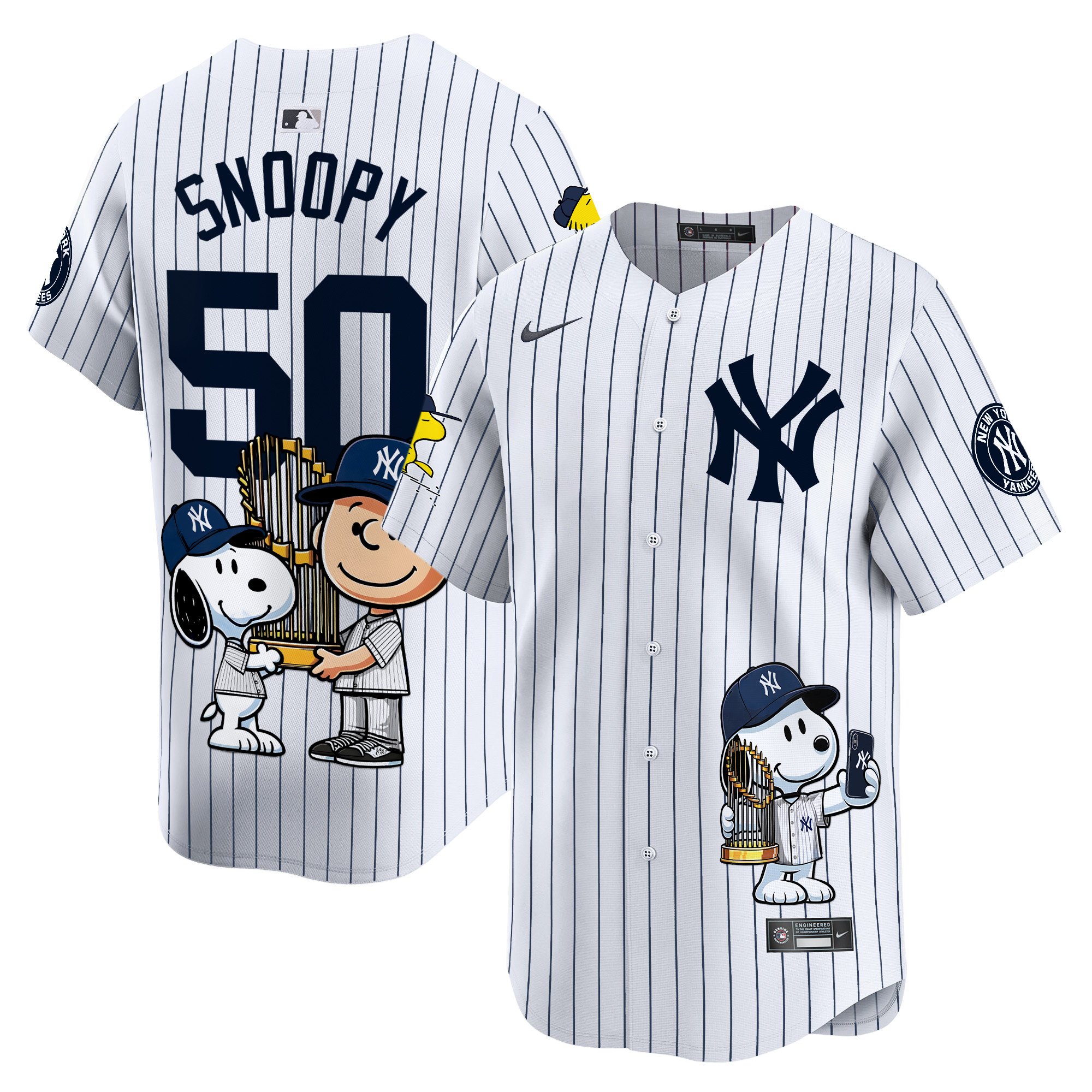 SnoopyUnisex New York Yankees Peanut Snoopy Vapor Premier Limited White Jersey - Printed