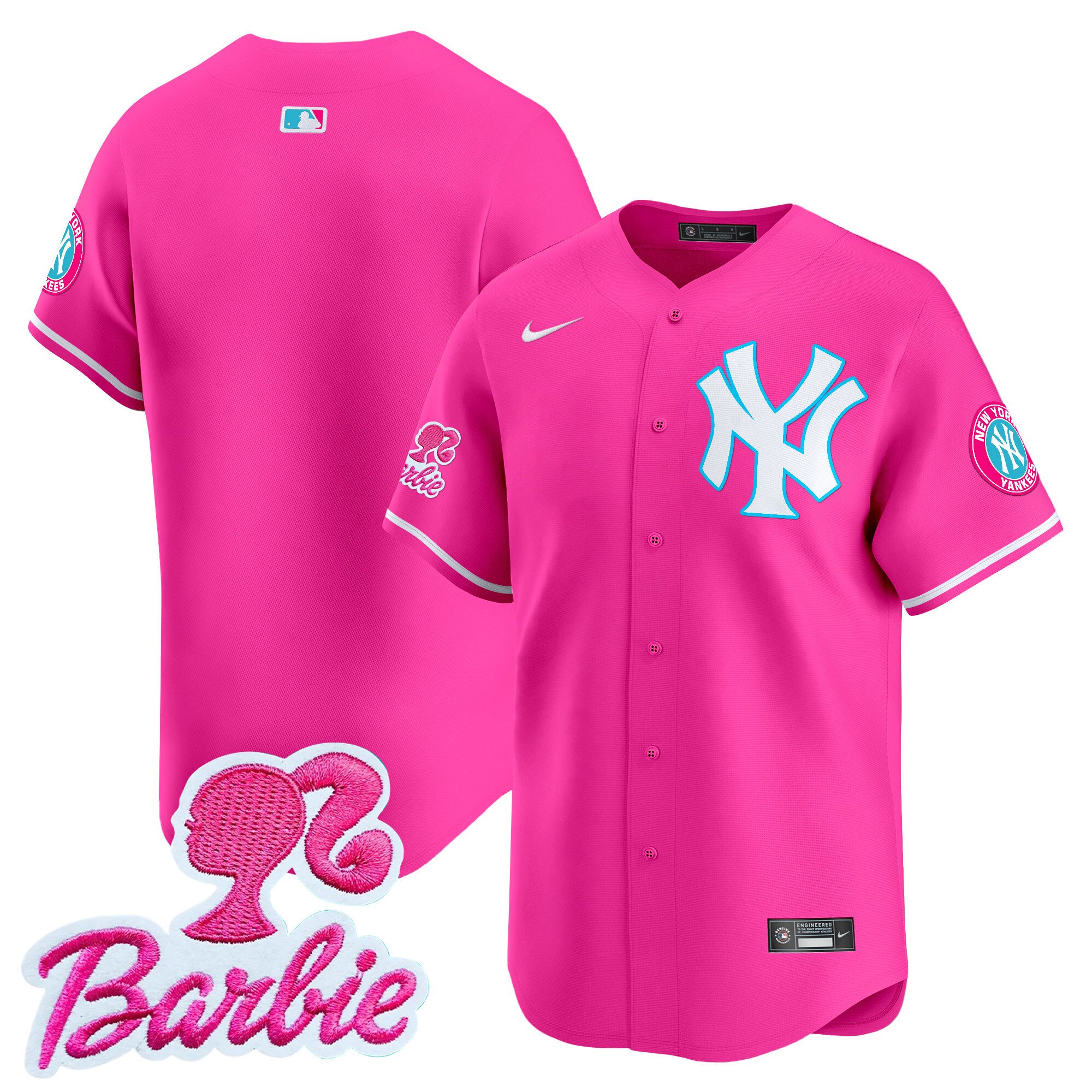 Unisex New York Yankees Barbie Patch Vapor Premier Limited Pink Jersey - All Stitched