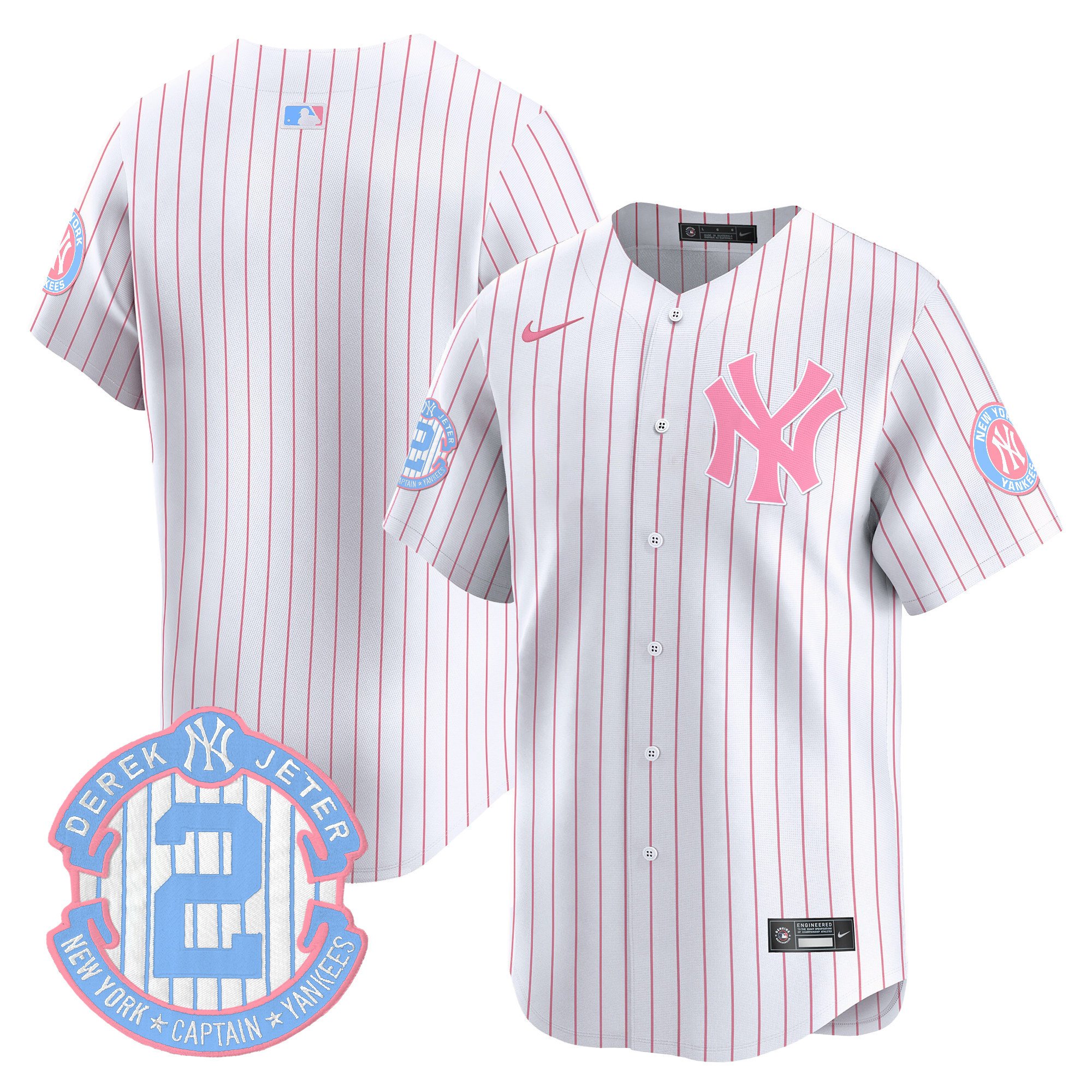 Unisex New York Yankees Bubblegum Pink Vapor Premier Limited Pinstripe Jersey - All Stitched
