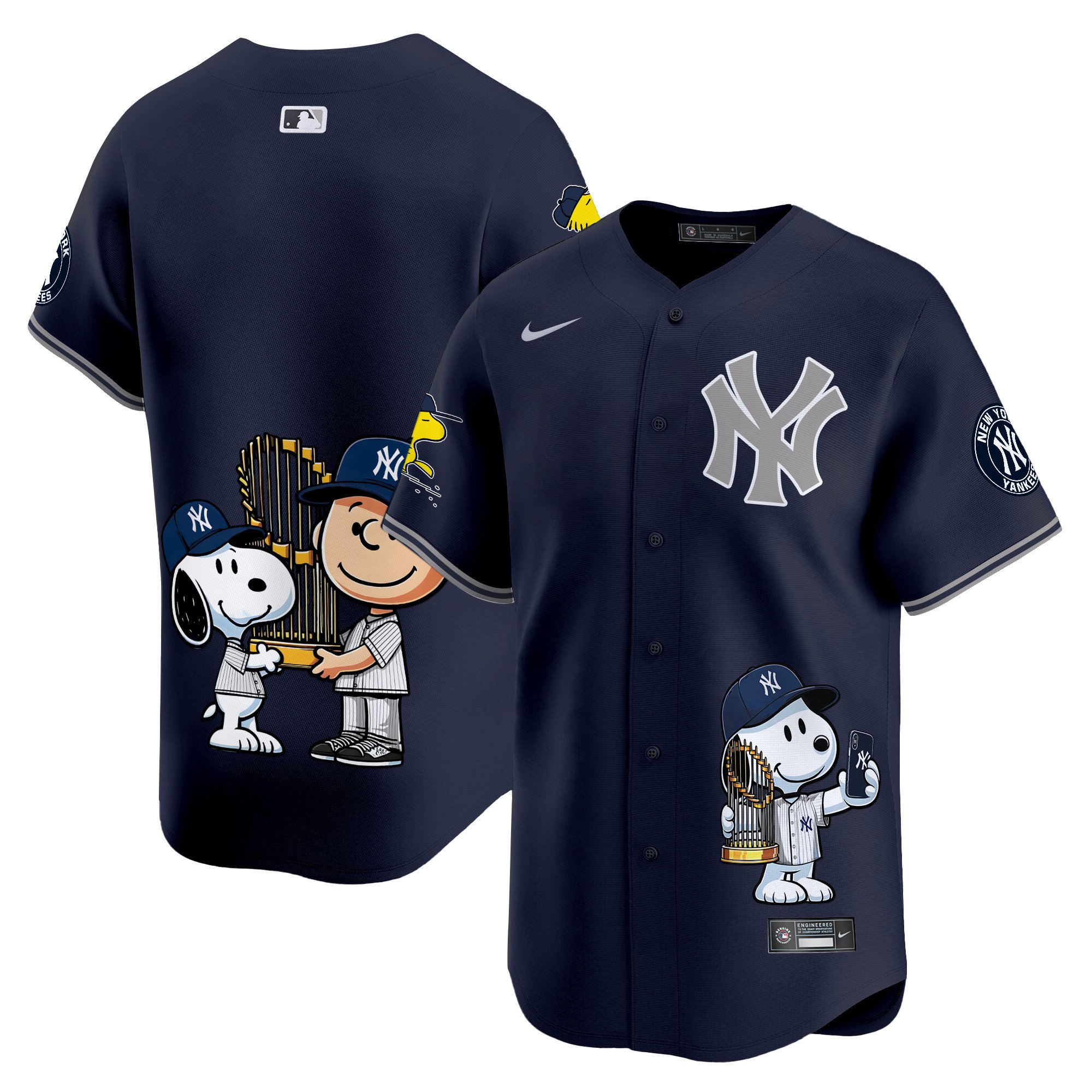 Unisex New York Yankees Peanut Snoopy Vapor Premier Limited Navy Jersey - Printed