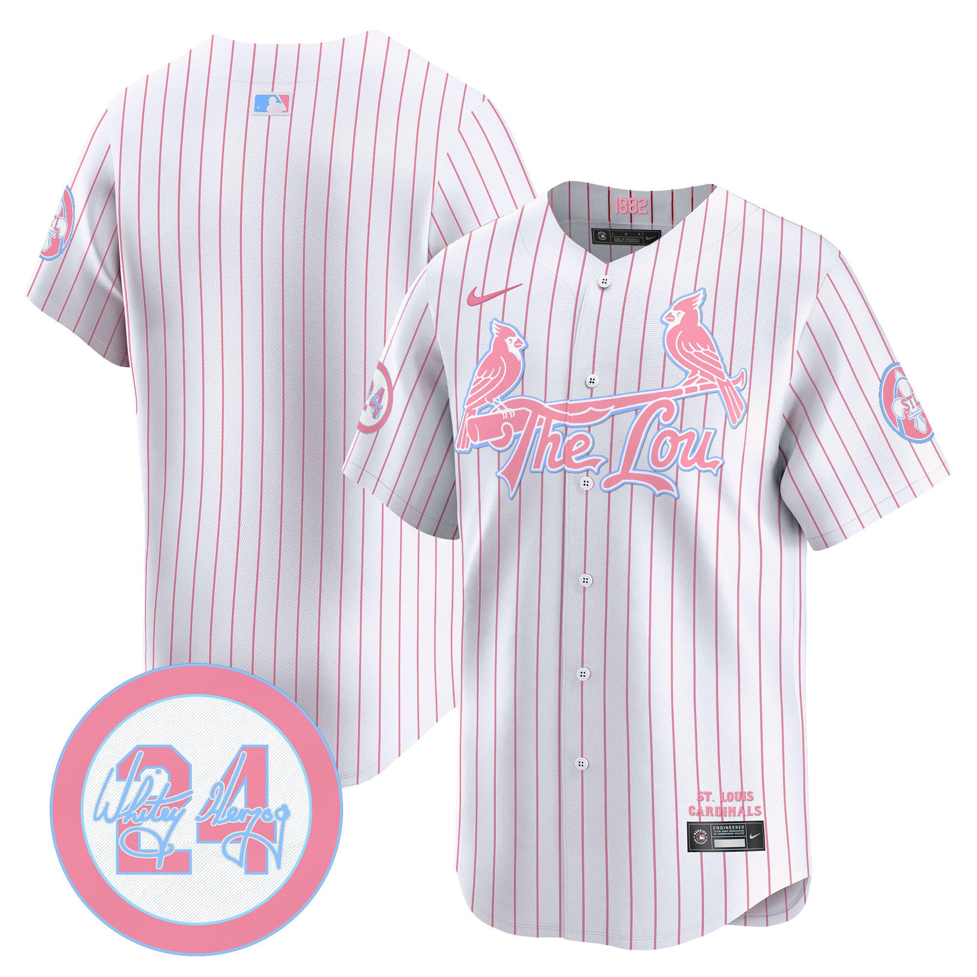 Unisex St. Louis Cardinals Bubblegum Pink Vapor Premier Limited Pinstripe Jersey - All Stitched