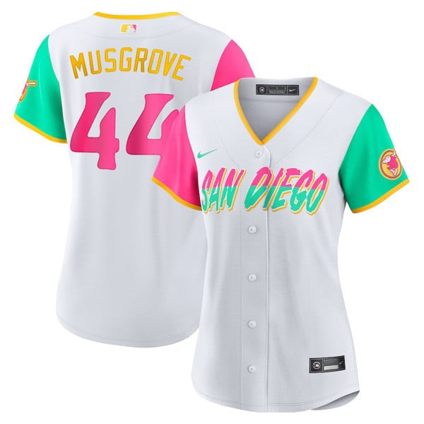 Women Joe Musgrove San Diego Padres Flex Base "Vibrant" City Connect Jersey 2022 - All Stitched