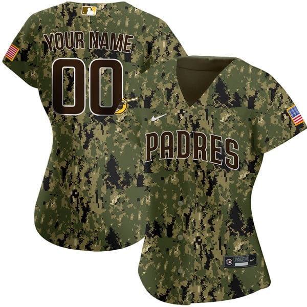 Women San Diego Padres Camouflage Custom Flex Base Jersey - All Stitched