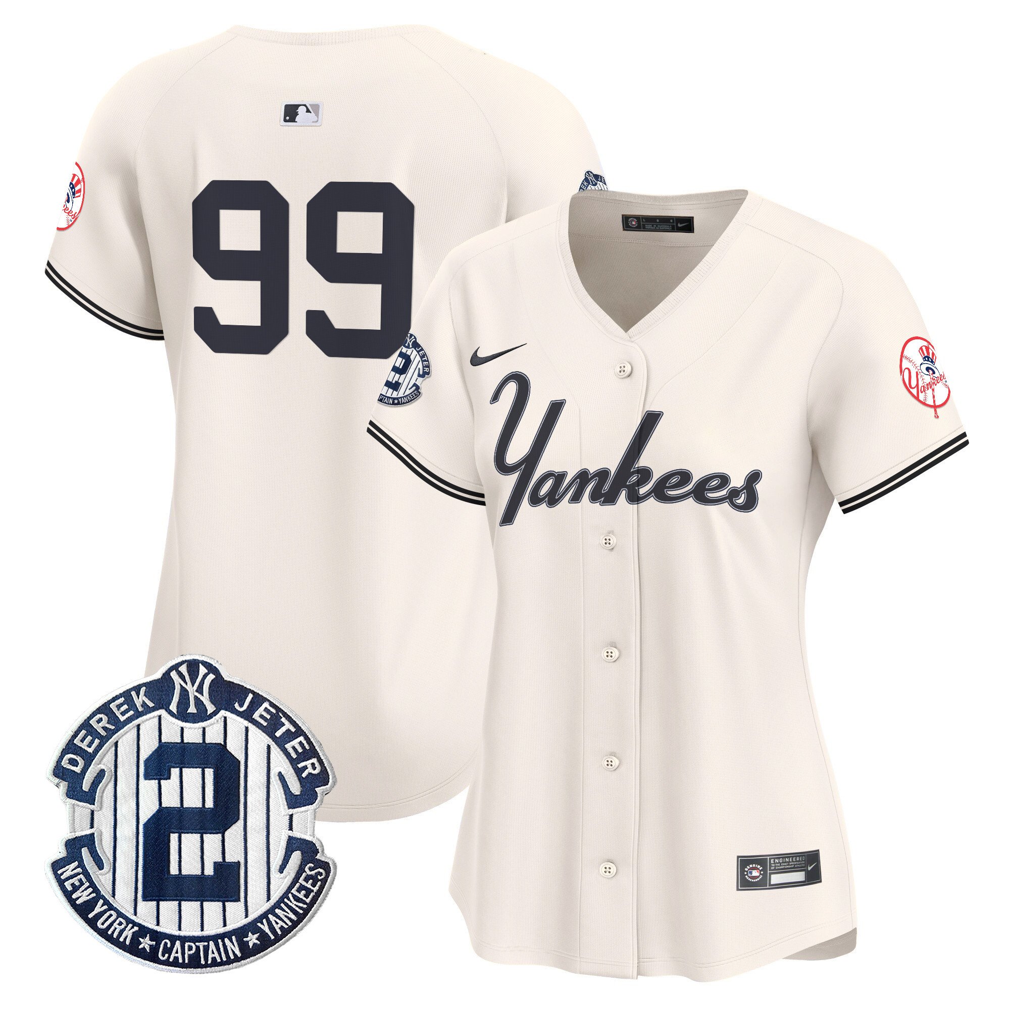 Women's Aaron Judge New York Yankees Throwback Vapor Premier Limited Cream Jersey V2 - All Stitched