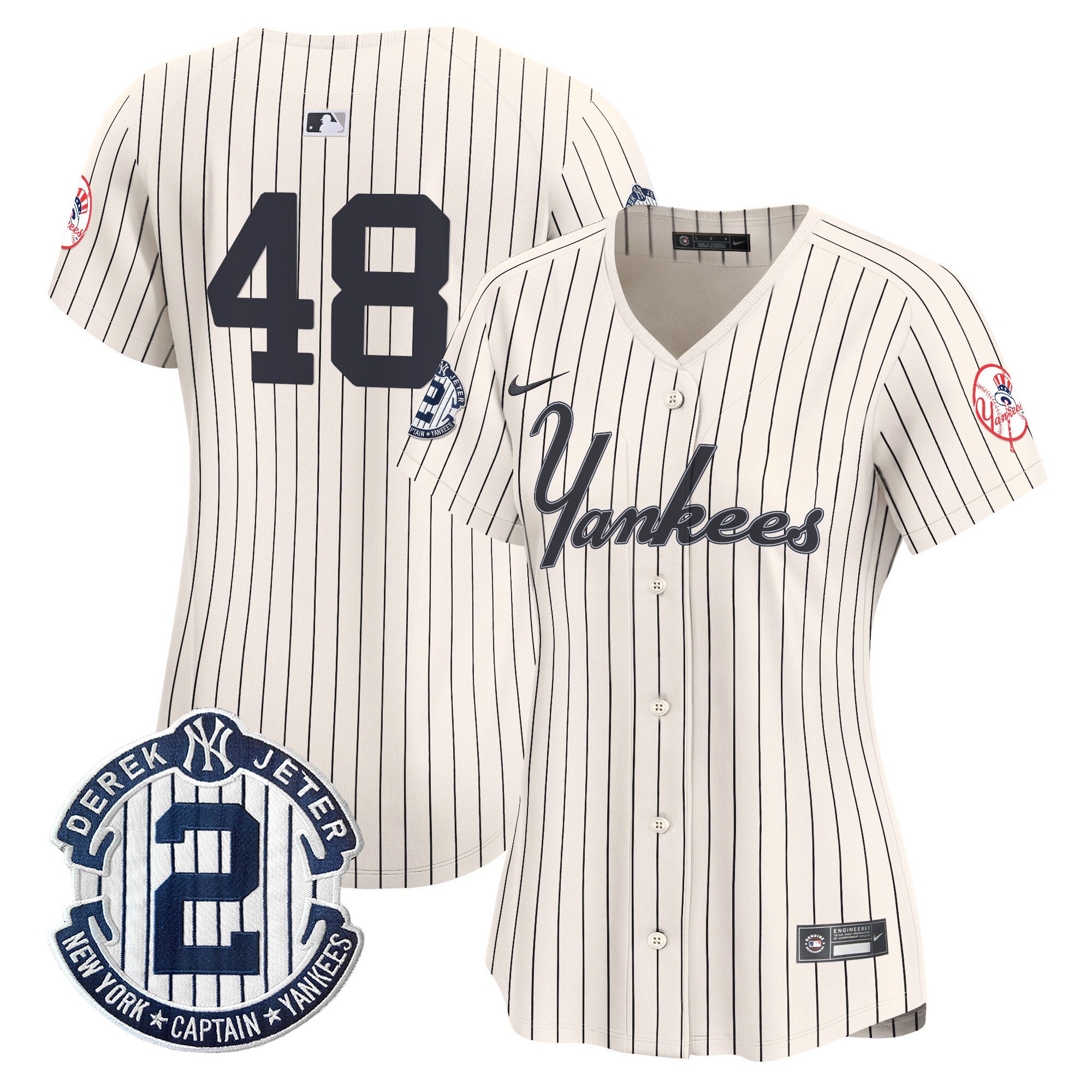 Women's Anthony Rizzo New York Yankees Throwback Vapor Premier Limited Pinstripe Cream Jersey V2 - All Stitched