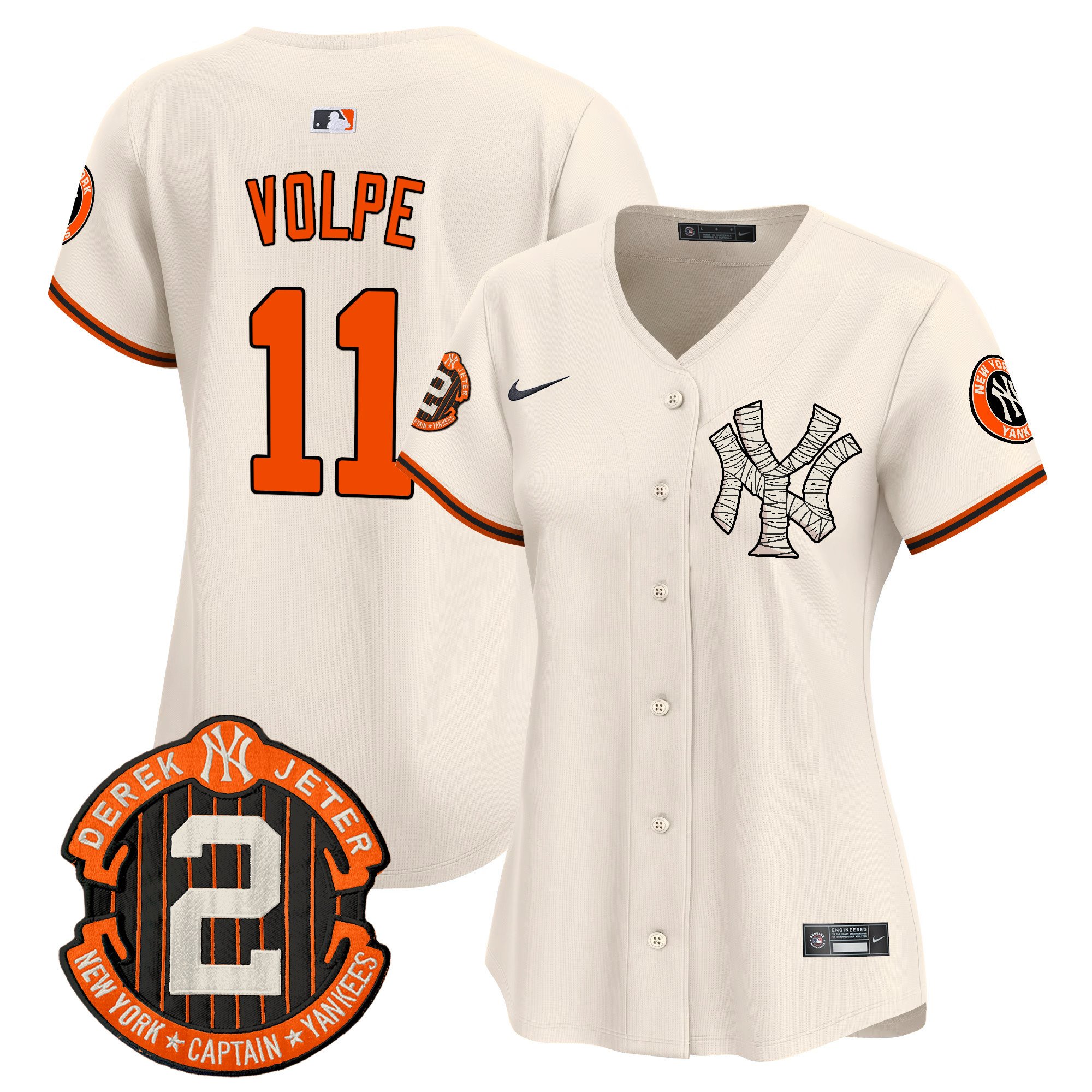 Women's Anthony Volpe New York Yankees Halloween Vapor Premier Limited Cream Jersey - All Stitched