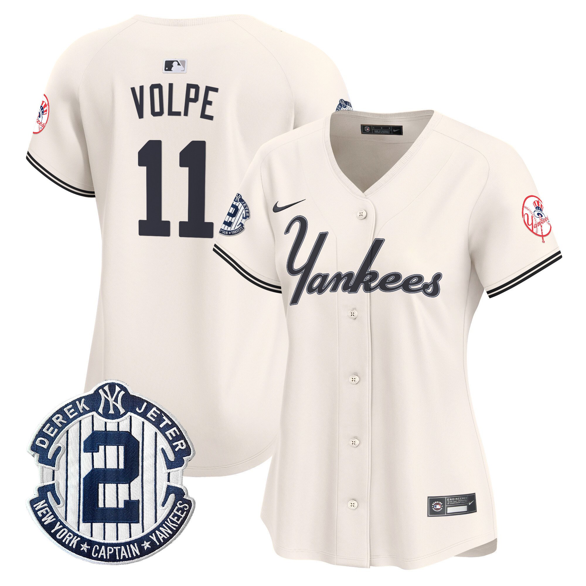 Women's Anthony Volpe New York Yankees Throwback Vapor Premier Limited Cream Jersey - All Stitched