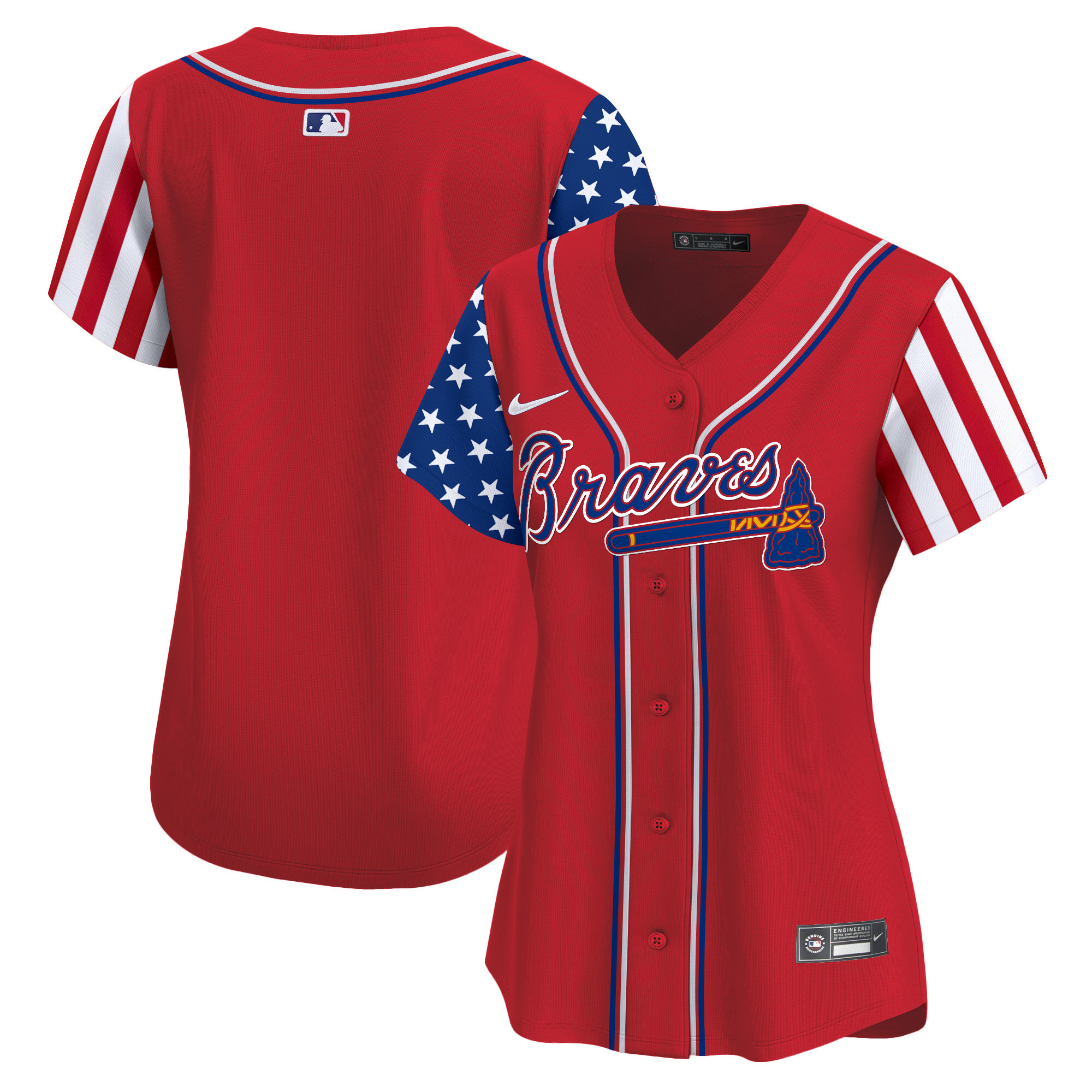 Women's Atlanta Braves 2024 Independence Day Vapor Premier Limited Red Jersey - All Stitched