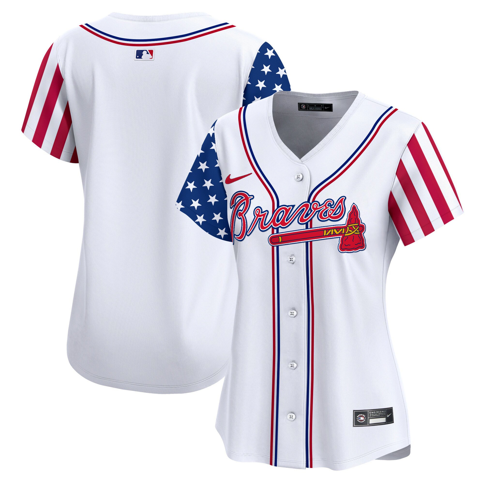 Women's Atlanta Braves 2024 Independence Day Vapor Premier Limited White Jersey - All Stitched