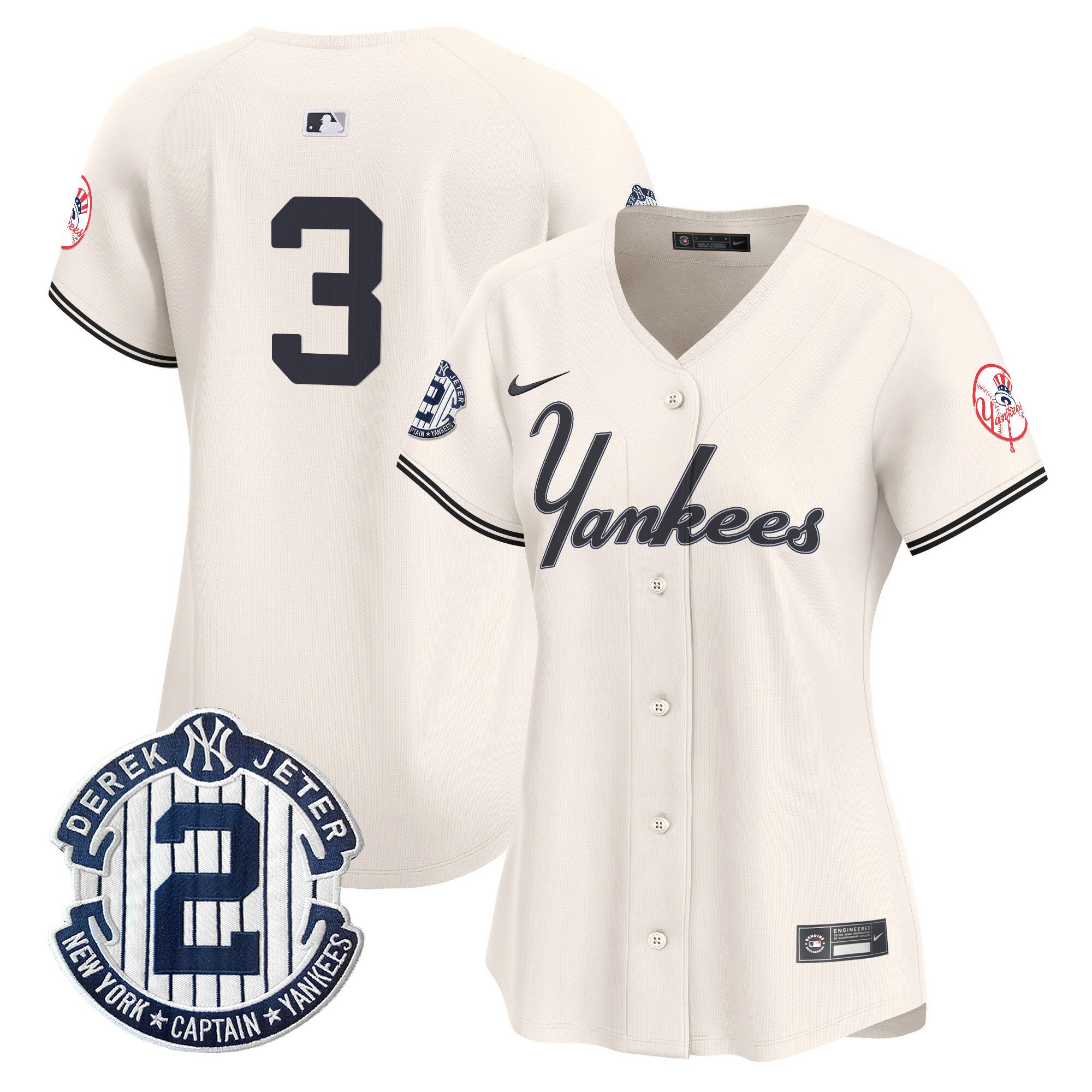 Women's Babe Ruth New York Yankees Throwback Vapor Premier Limited Cream Jersey V2 - All Stitched