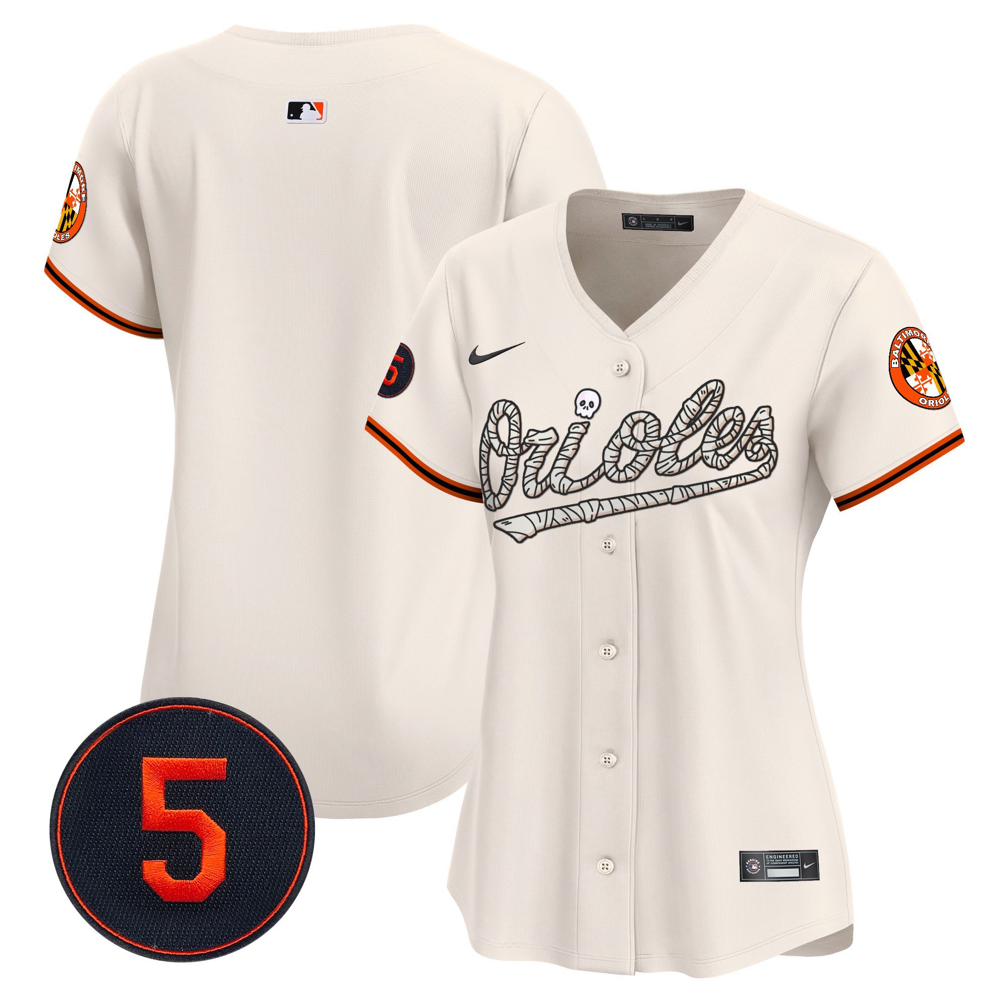 Women's Baltimore Orioles Halloween Vapor Premier Limited Cream Jersey - All Stitched