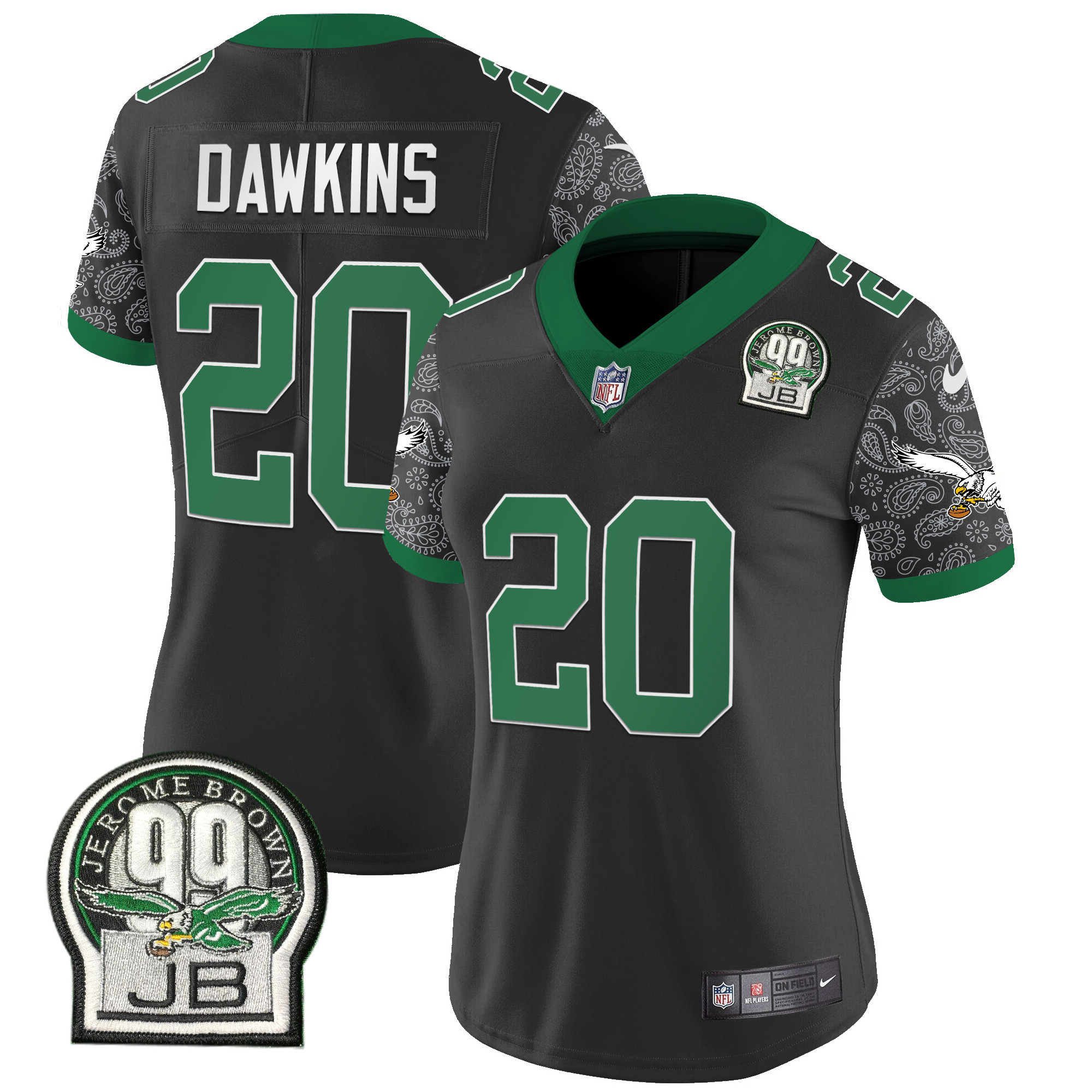 Women's Brian Dawkins Philadelphia Eagles Kelly Green Vapor Limited Black Jersey V4 - All Stitched