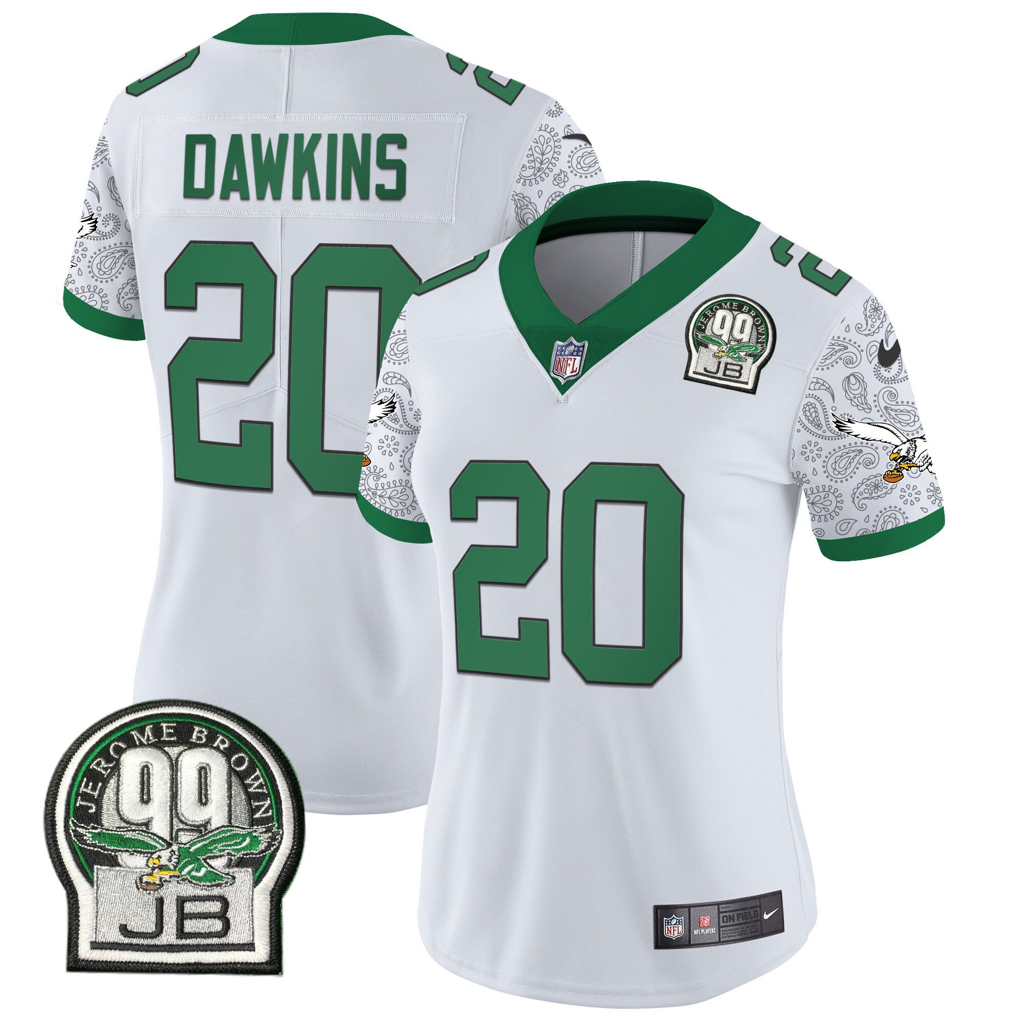 Women's Brian Dawkins Philadelphia Eagles Kelly Green Vapor Limited Kelly White Jersey V4 - All Stitched