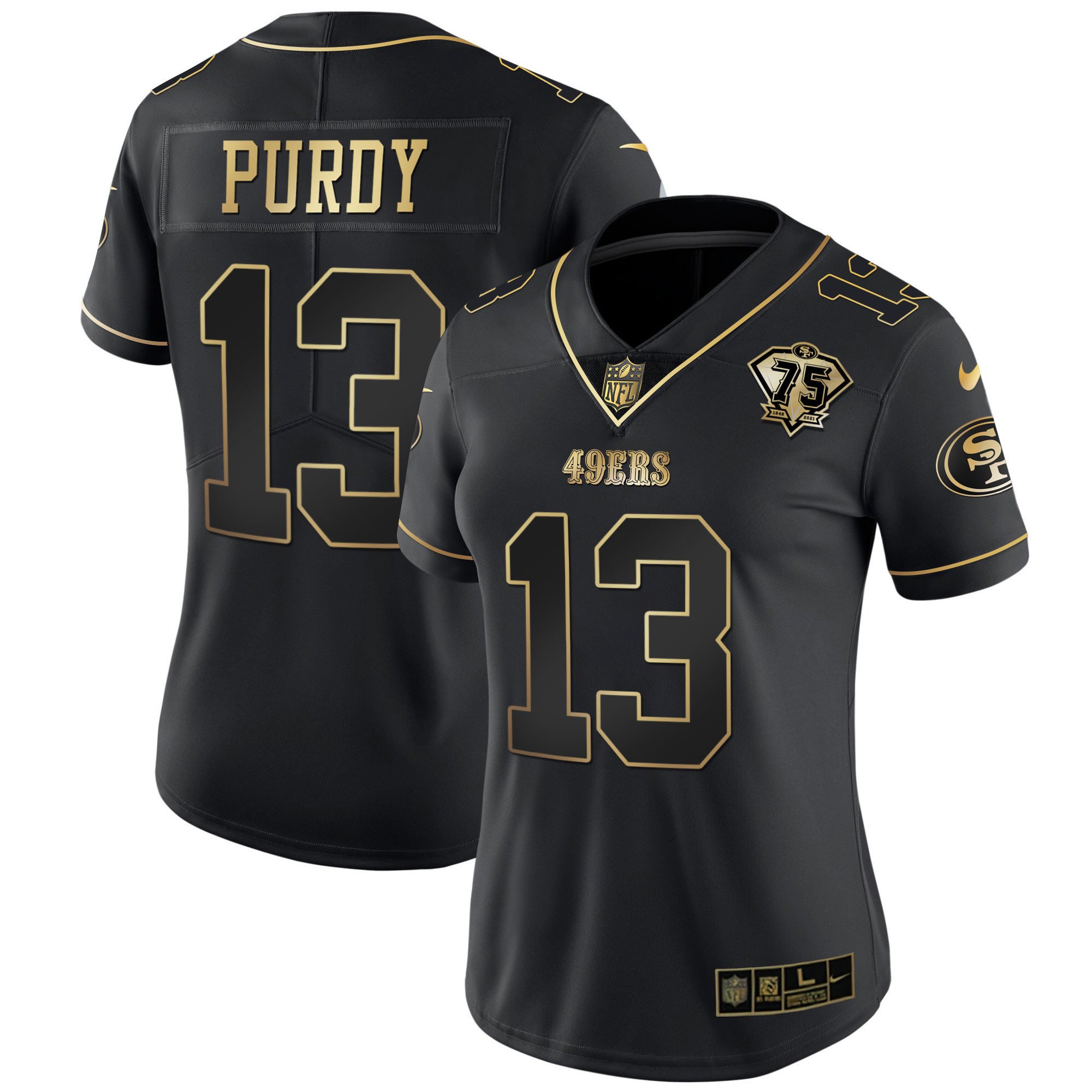 Women's Brock Purdy San Francisco 49ers Game Black Gold Jersey - All Stitched