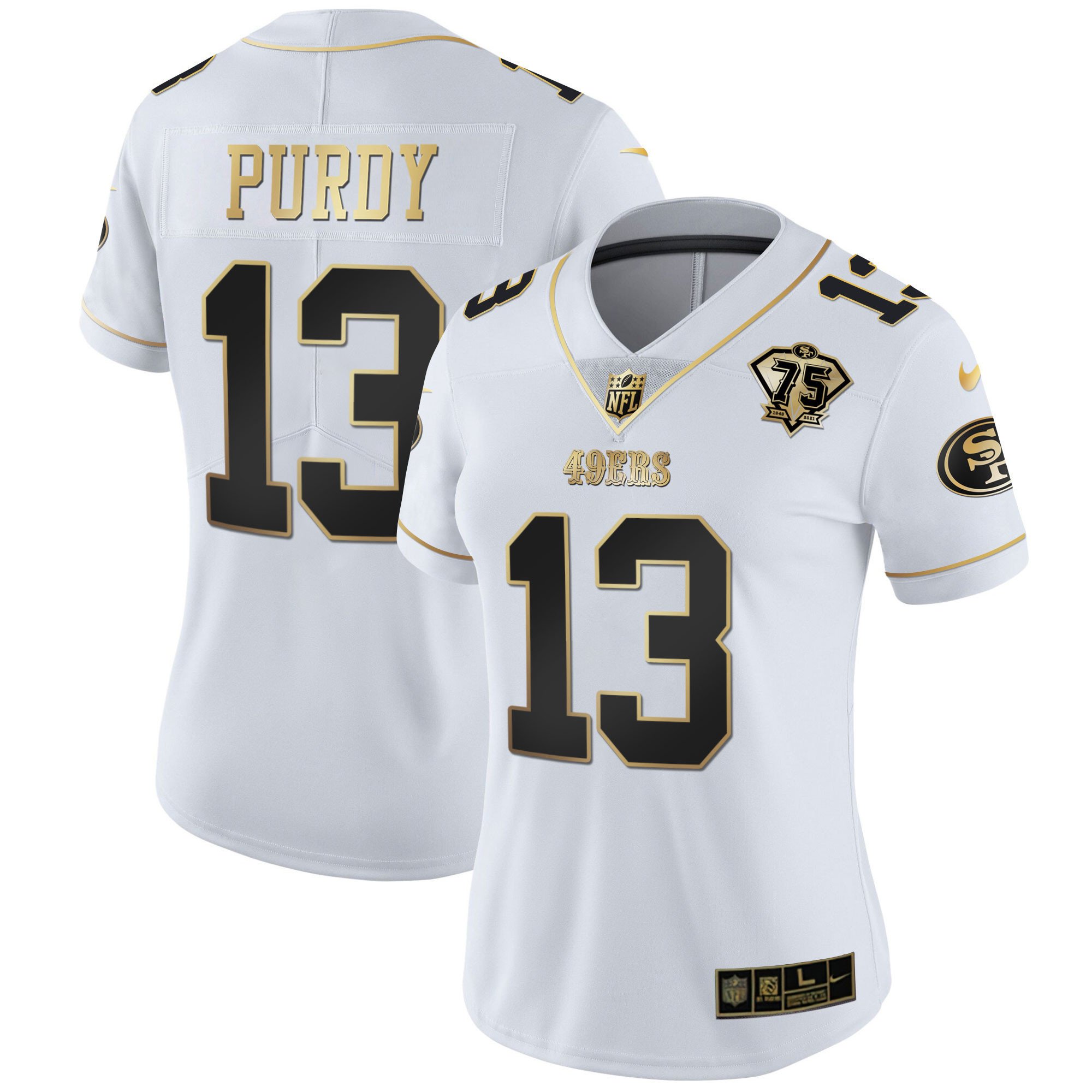 Women's Brock Purdy San Francisco 49ers Game White Gold Jersey - All Stitched