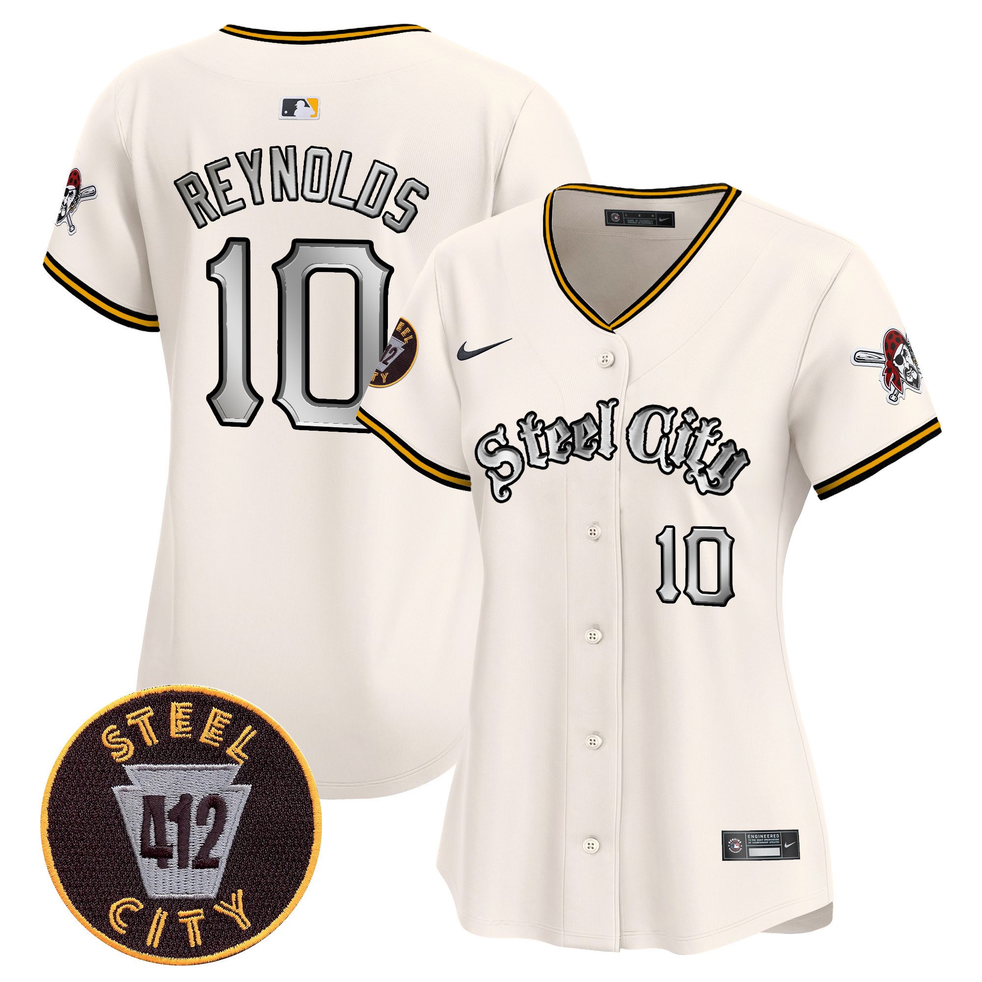 Women's Bryan Reynolds Pittsburgh Pirates 412 Patch Vapor Premier Limited Cream Jersey V2 - All Stitched