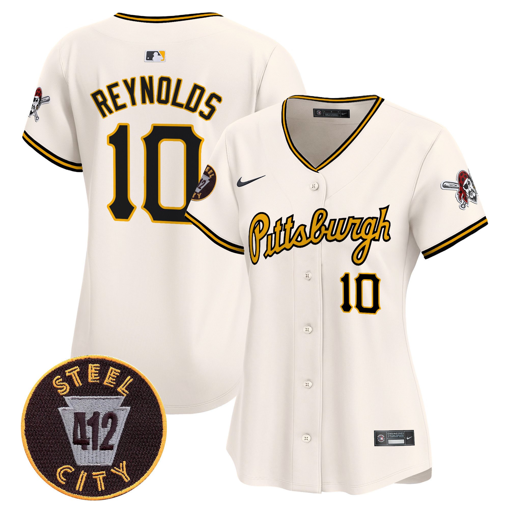 Women's Bryan Reynolds Pittsburgh Pirates 412 Patch Vapor Premier Limited Cream Jersey V4 - All Stitched