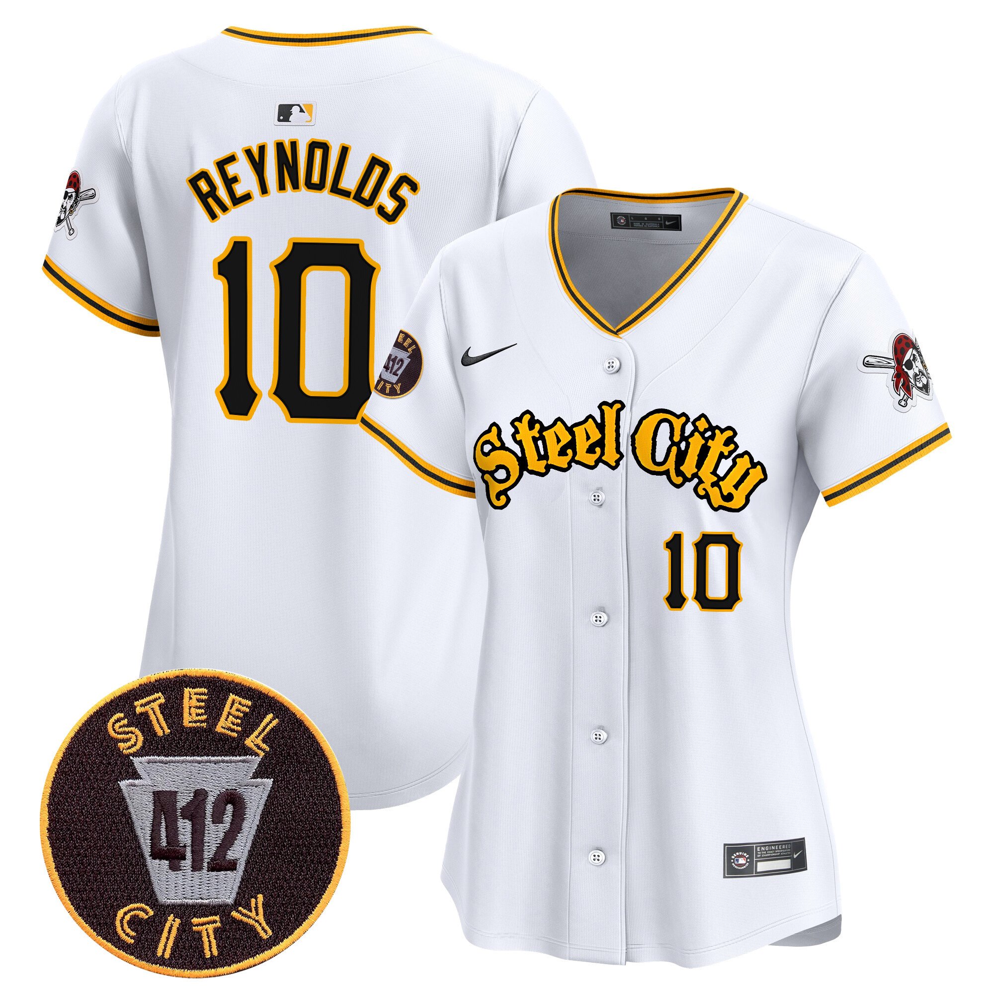 Women's Bryan Reynolds Pittsburgh Pirates 412 Patch Vapor Premier Limited White Jersey - All Stitched
