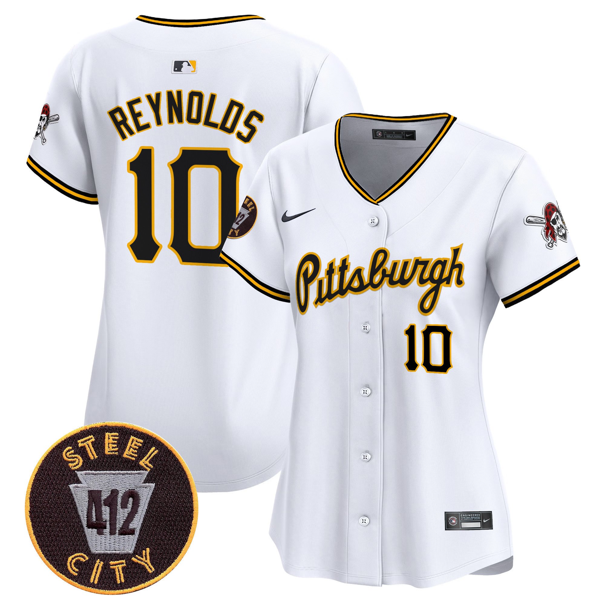 Women's Bryan Reynolds Pittsburgh Pirates 412 Patch Vapor Premier Limited White Jersey V4 - All Stitched