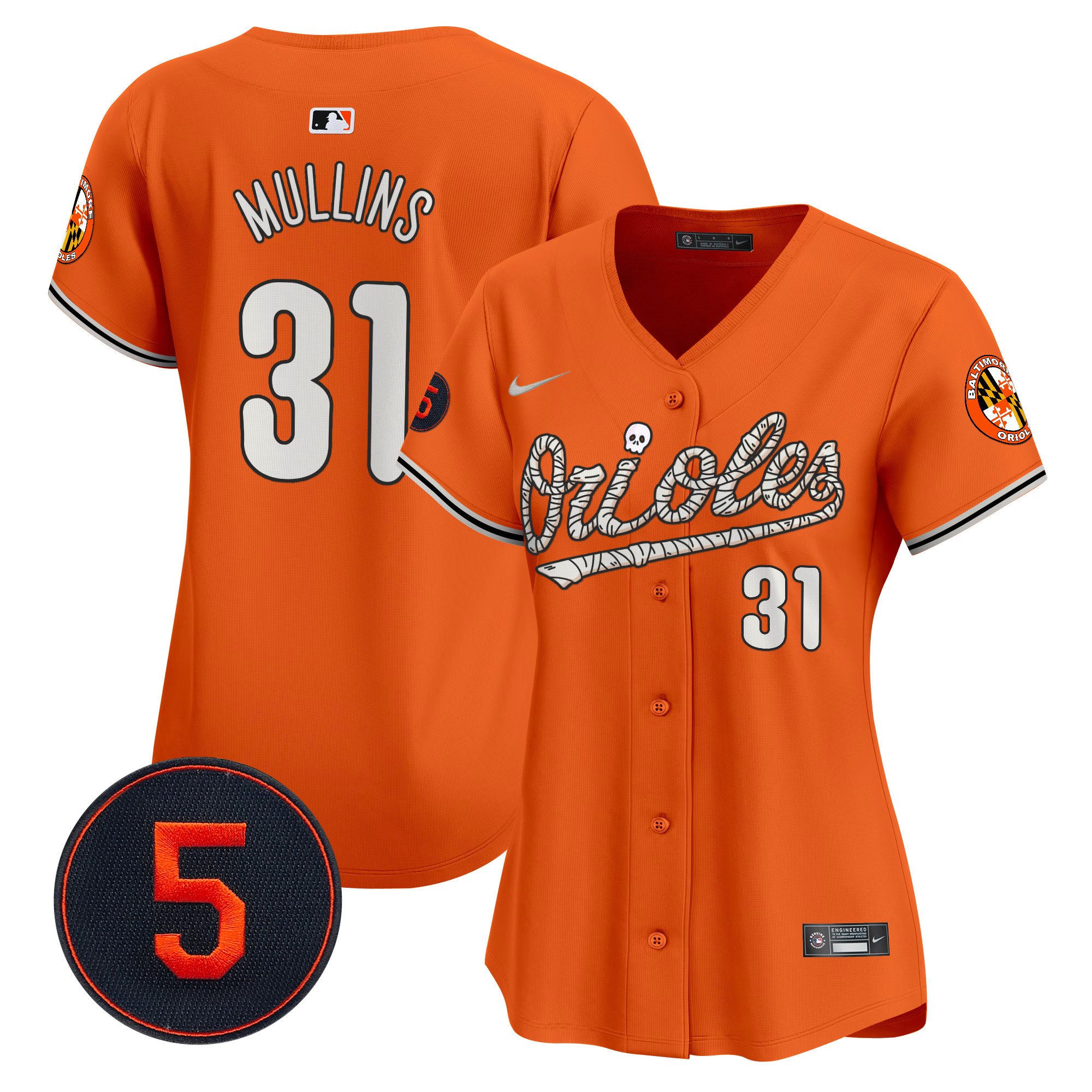Women's Cedric Mullins Baltimore Orioles Halloween Vapor Premier Limited Orange Jersey - All Stitched