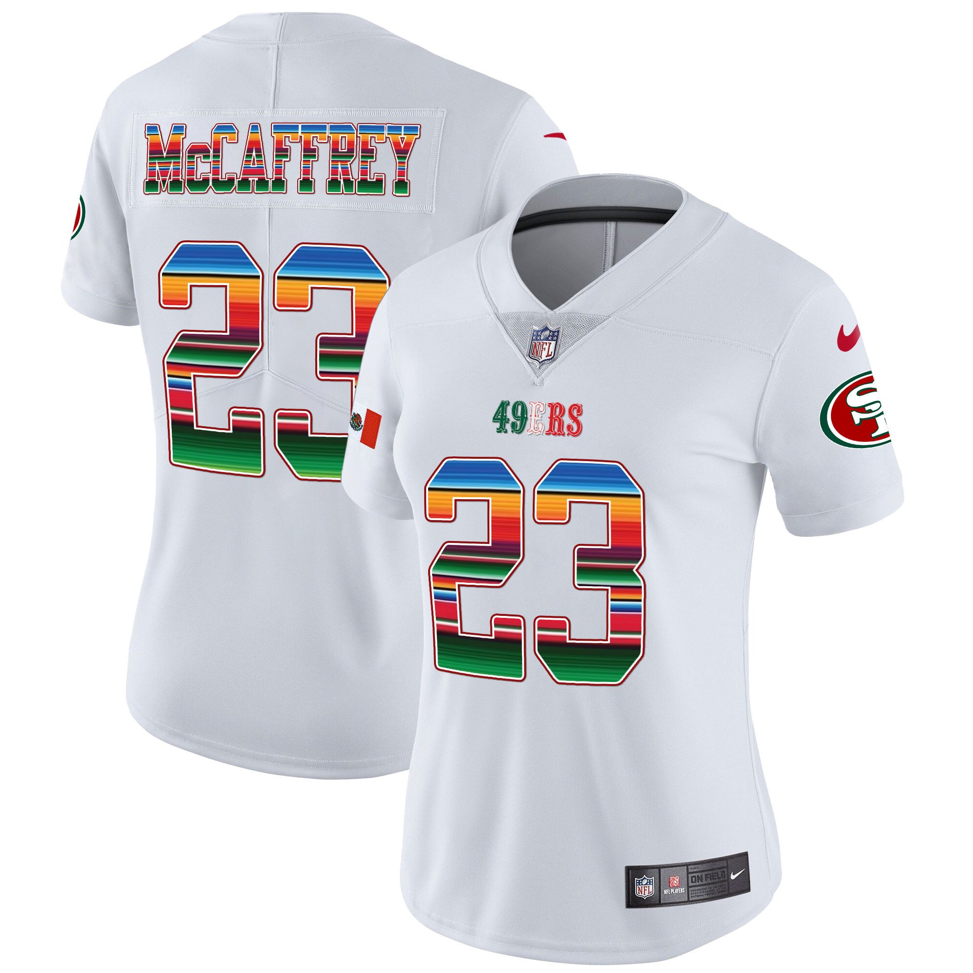 Women's Christian McCaffrey San Francisco 49ers Mexico Vapor White Jersey V3 - All Stitched