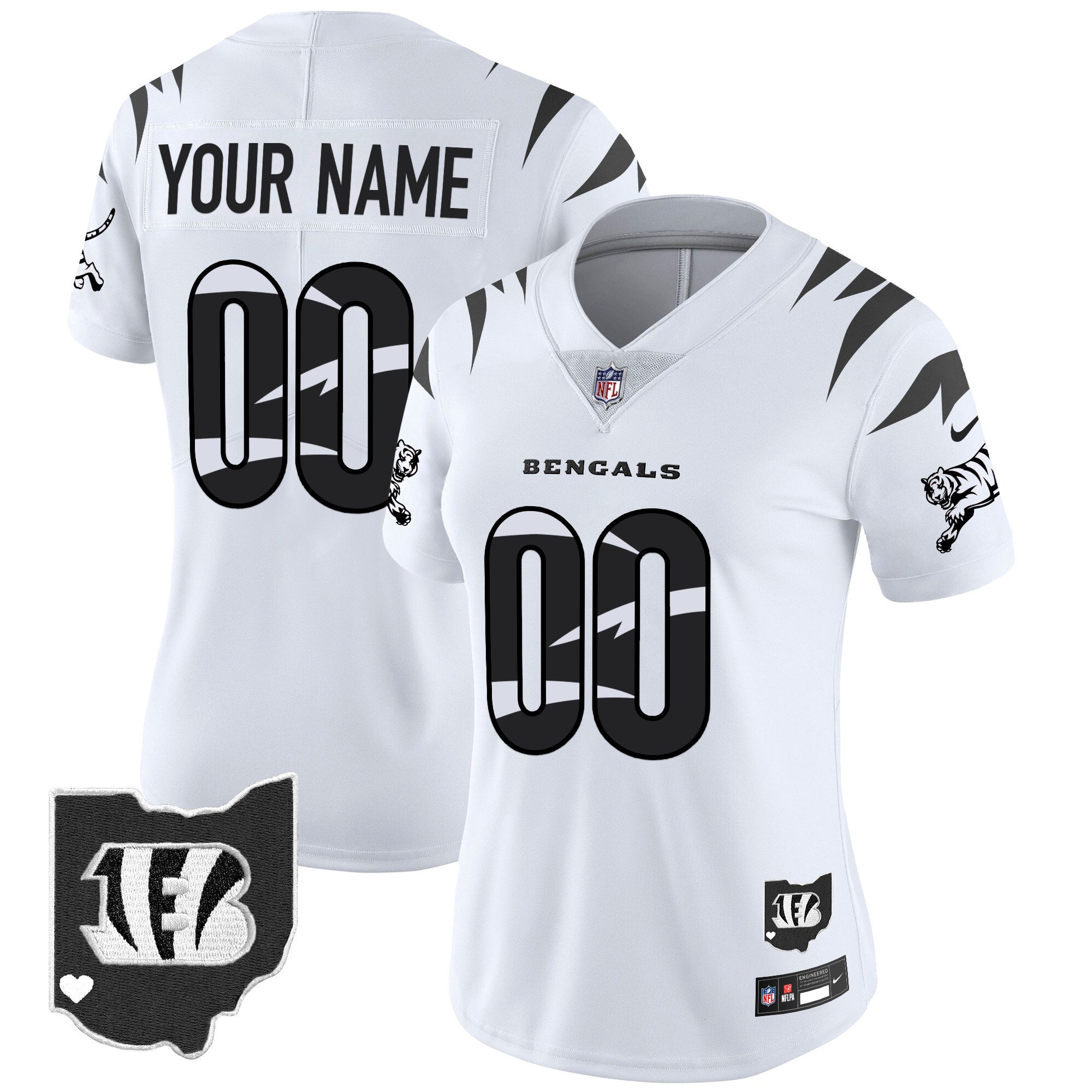 Women's Cincinnati Bengals Special Vapor Limited Custom White Limited Jersey - All Stitched