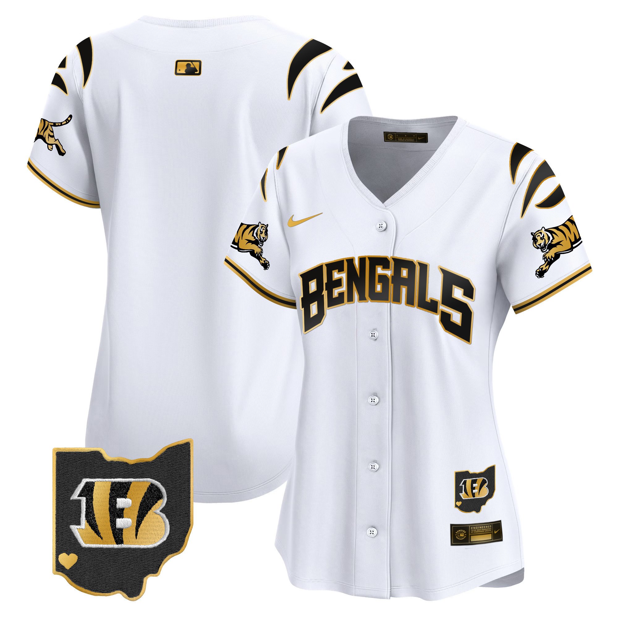 Women's Cincinnati Bengals Vapor Premier Limited  White Gold Jersey - All Stitched