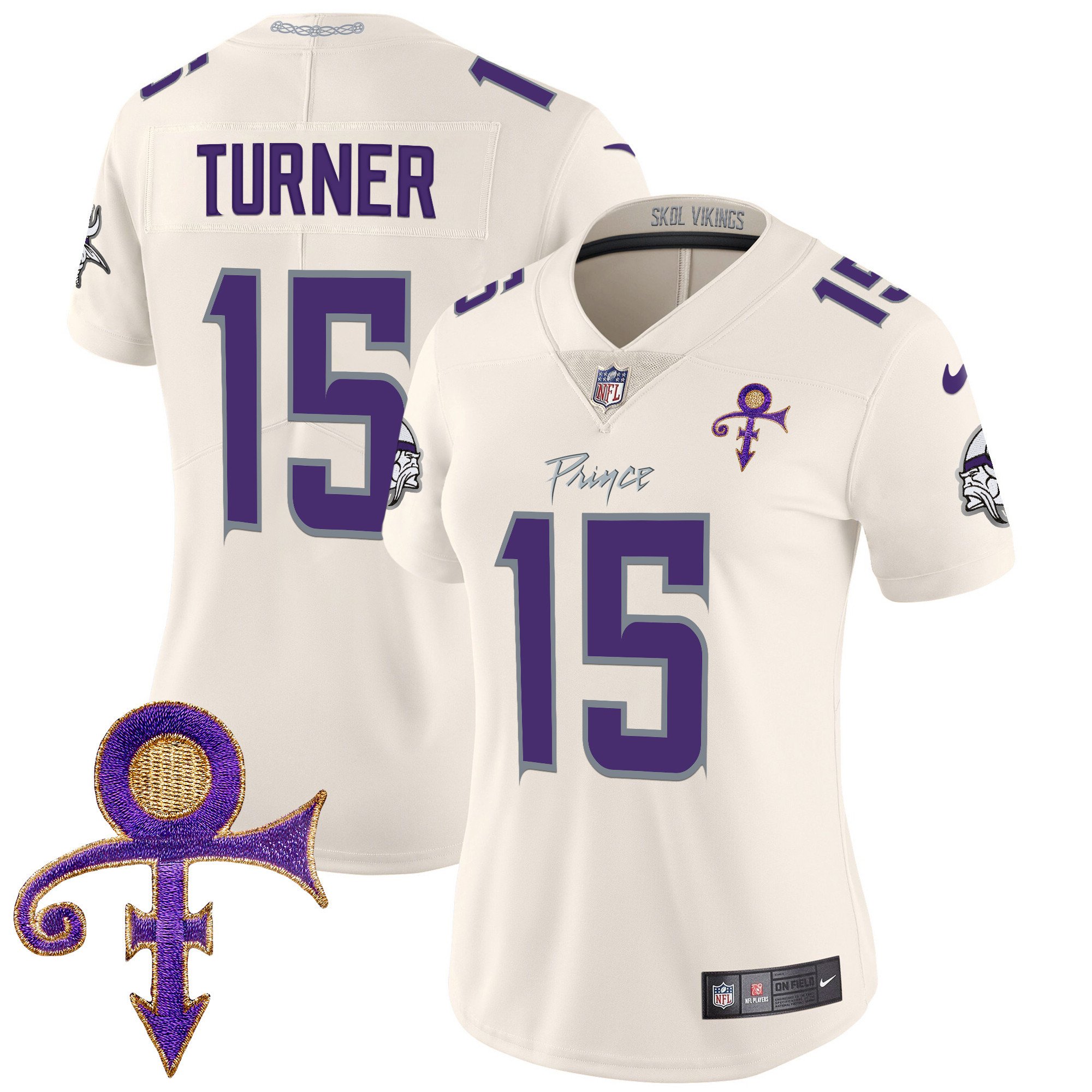 Women's Dallas Turner Minnesota Vikings 2024 Prince Vapor Limited Cream Jersey - All Stitched