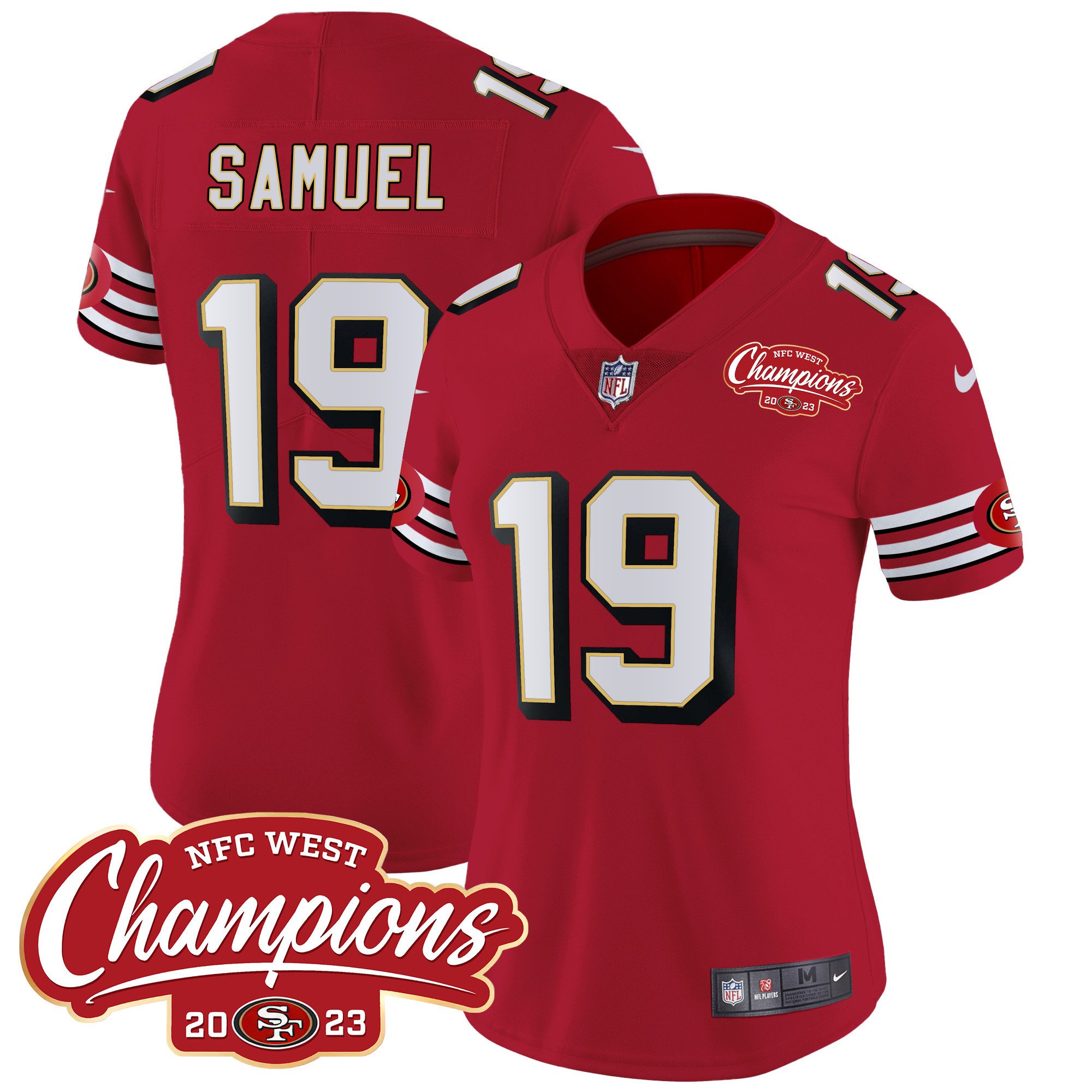 Women's Deebo Samuel San Francisco 49ers Throwback NFC West Champions Patch Vapor Red Jersey - All Stitched