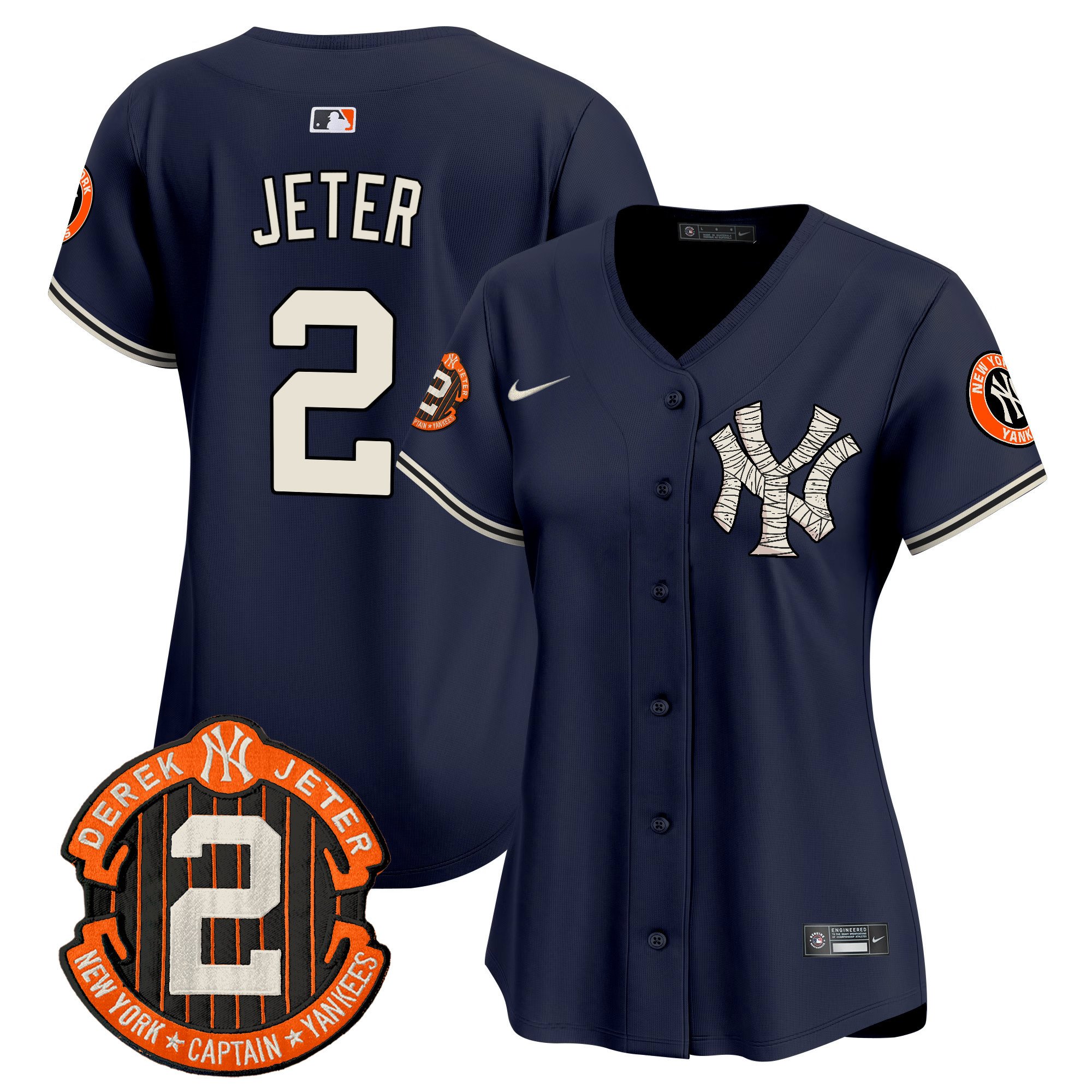 Women's Derek Jeter New York Yankees Halloween Vapor Premier Limited Navy Jersey - All Stitched
