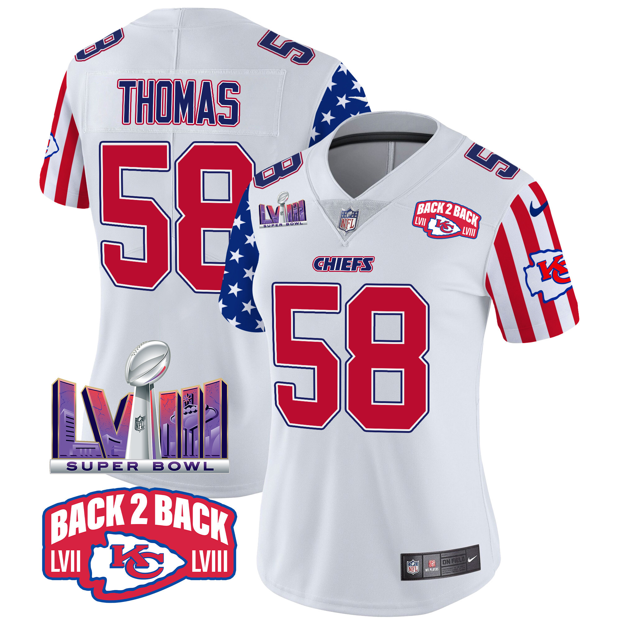 Women's Derrick Thomas Kansas City Chiefs American Style Vapor Limited White Jersey - All Stitched