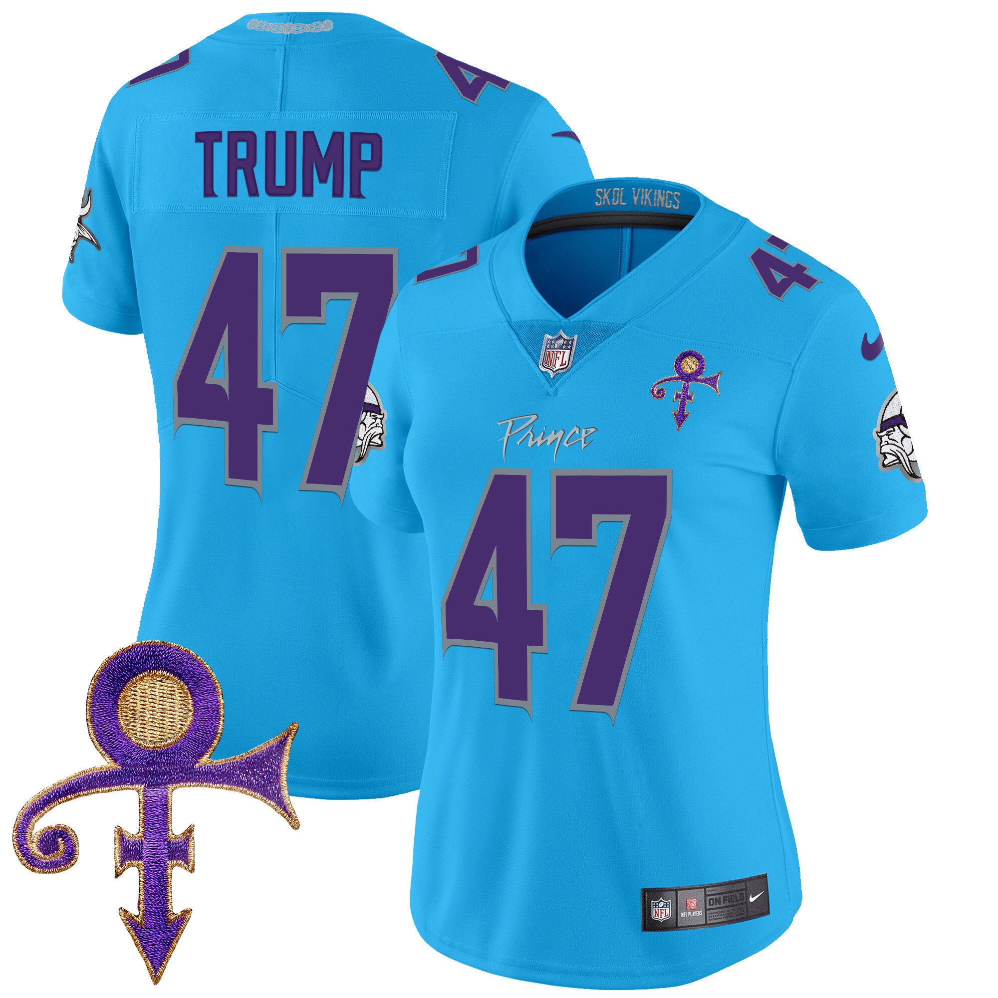Women's Donald Trump Minnesota Vikings 2024 Prince Vapor Limited Light Blue Jersey - All Stitched