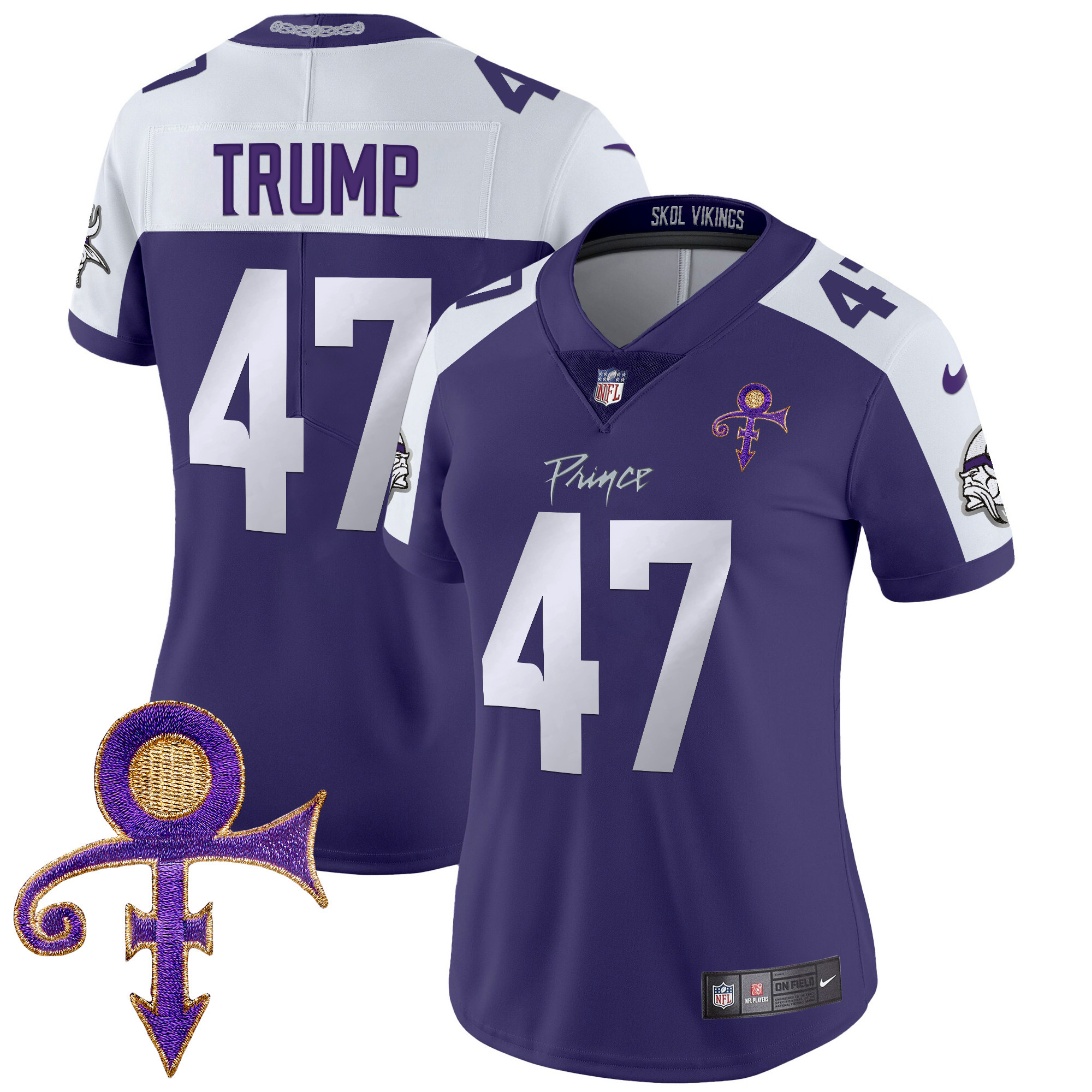 Women's Donald Trump Minnesota Vikings 2024 Prince Vapor Limited Purple Alternate Jersey - All Stitched