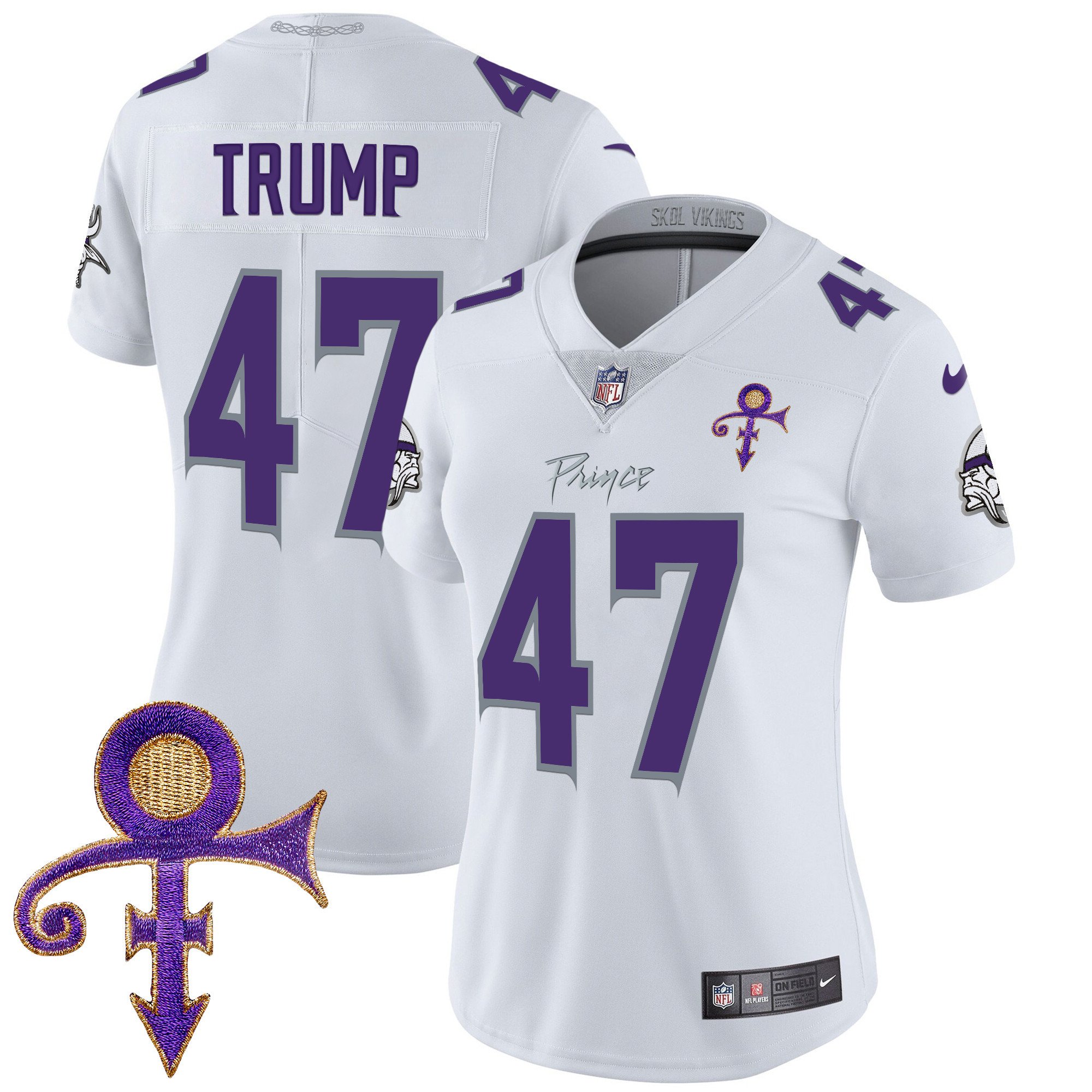 Women's Donald Trump Minnesota Vikings 2024 Prince Vapor Limited White Limited Jersey - All Stitched