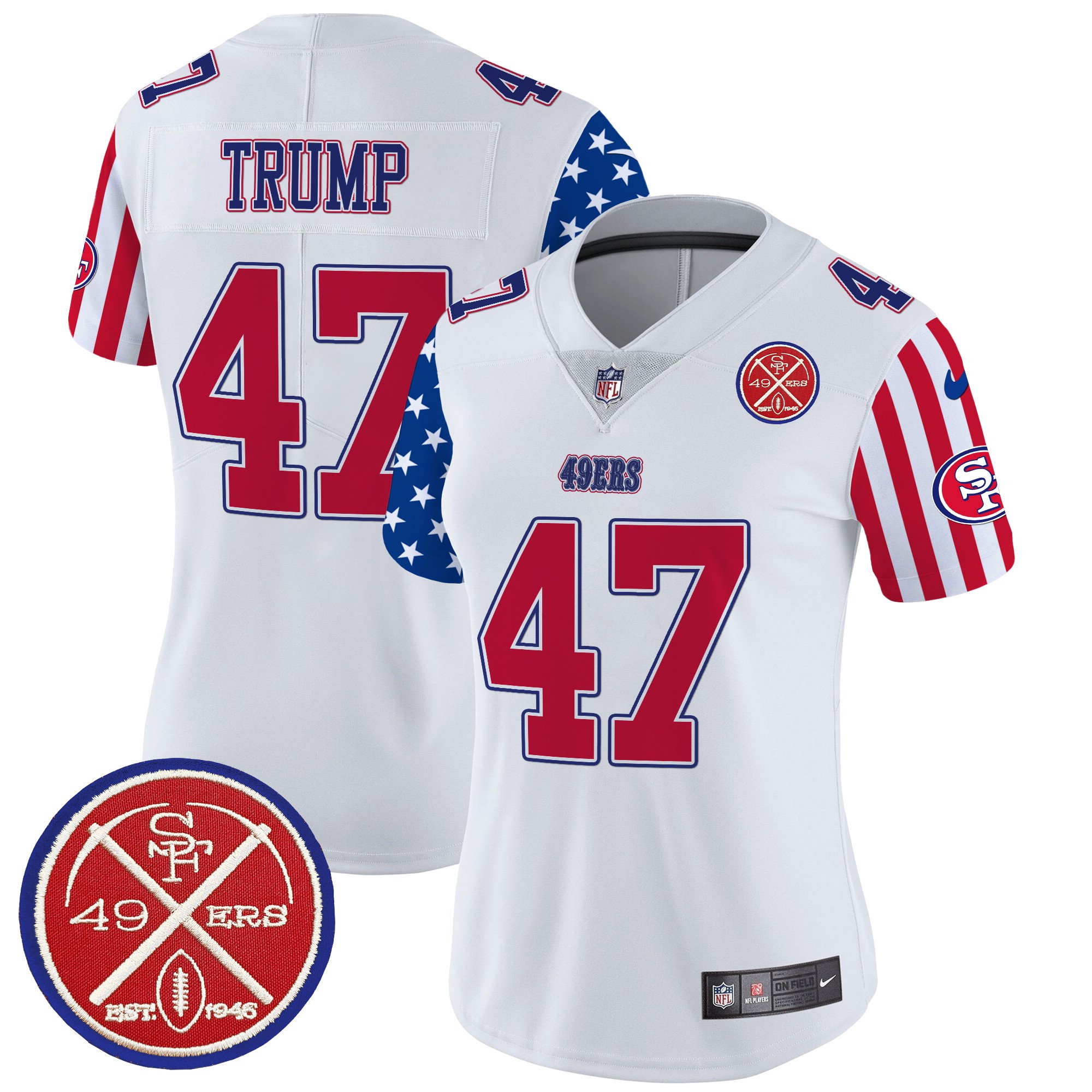 Women's Donald Trump San Francisco 49ers American Style Vapor Limited White Jersey - All Stitched