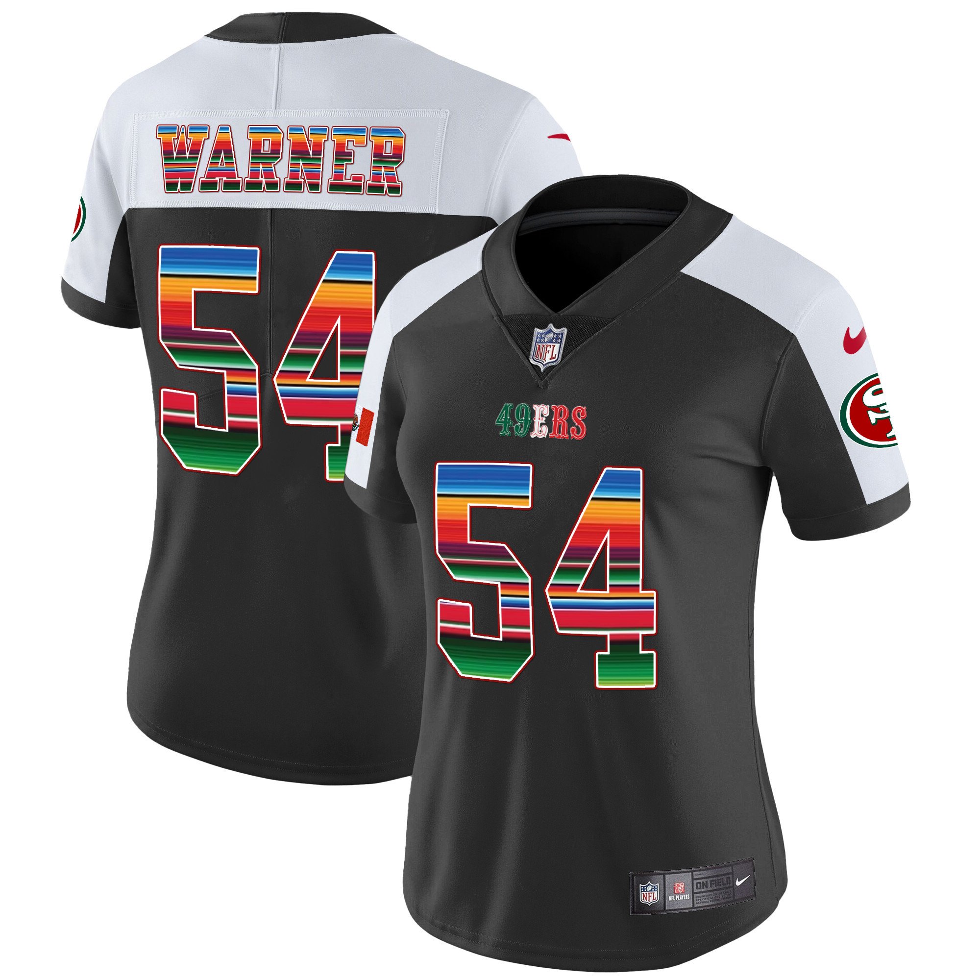 Women's Fred Warner San Francisco 49ers Mexico Vapor Black Alternate Jersey V3 - All Stitched