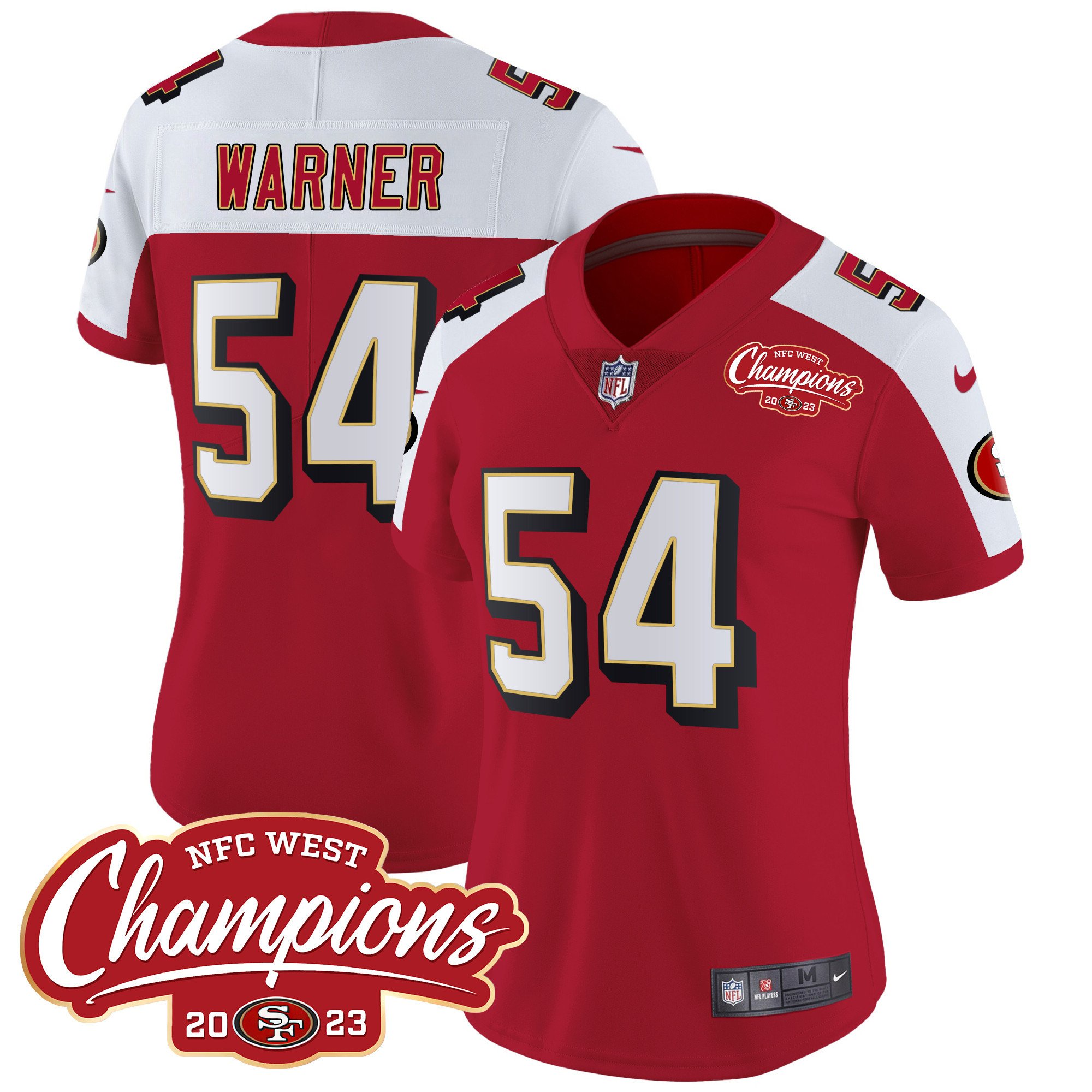 Women's Fred Warner San Francisco 49ers Throwback NFC West Champions Patch Vapor Alternate Jersey - All Stitched