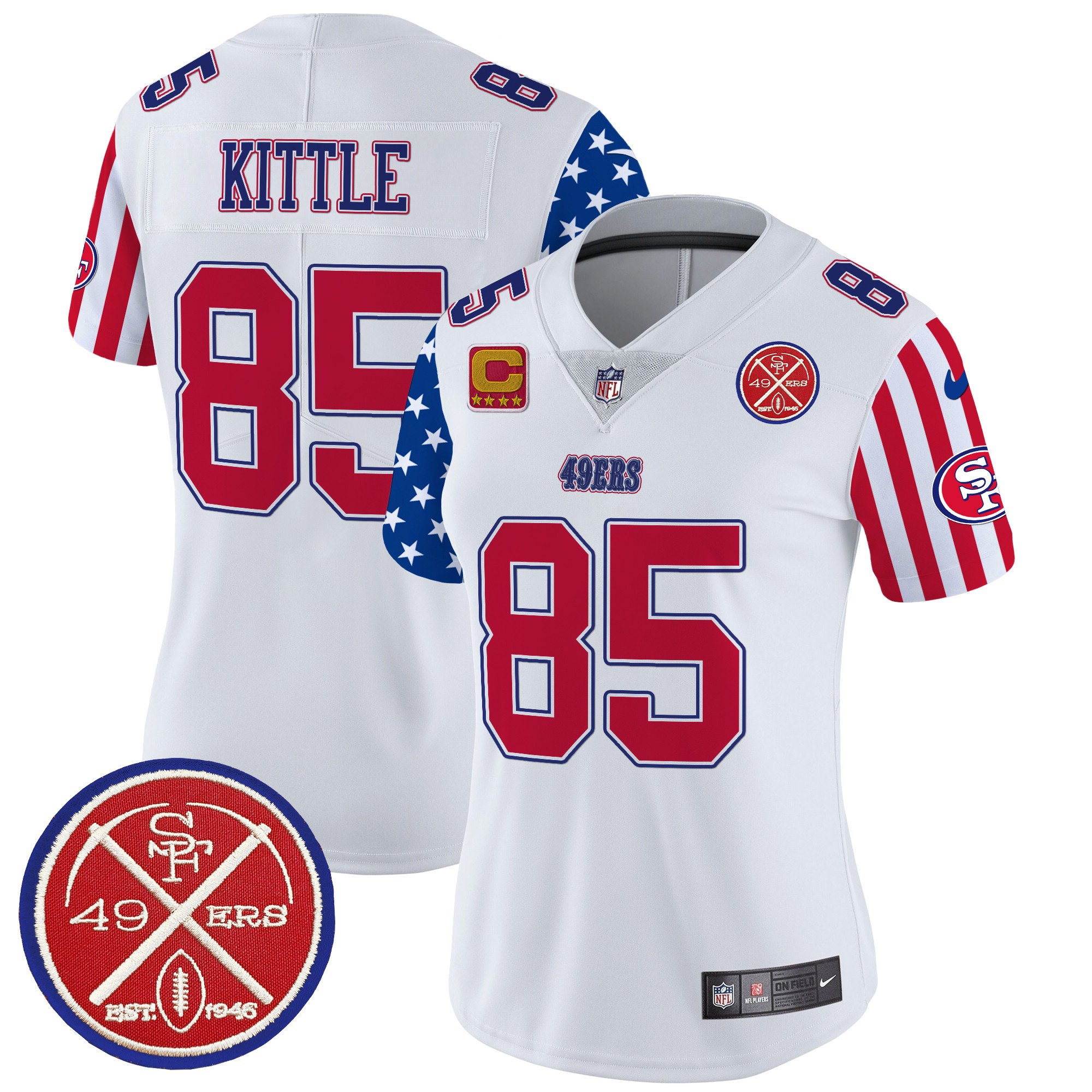 Women's George Kittle San Francisco 49ers American Style Vapor Limited White Jersey - All Stitched