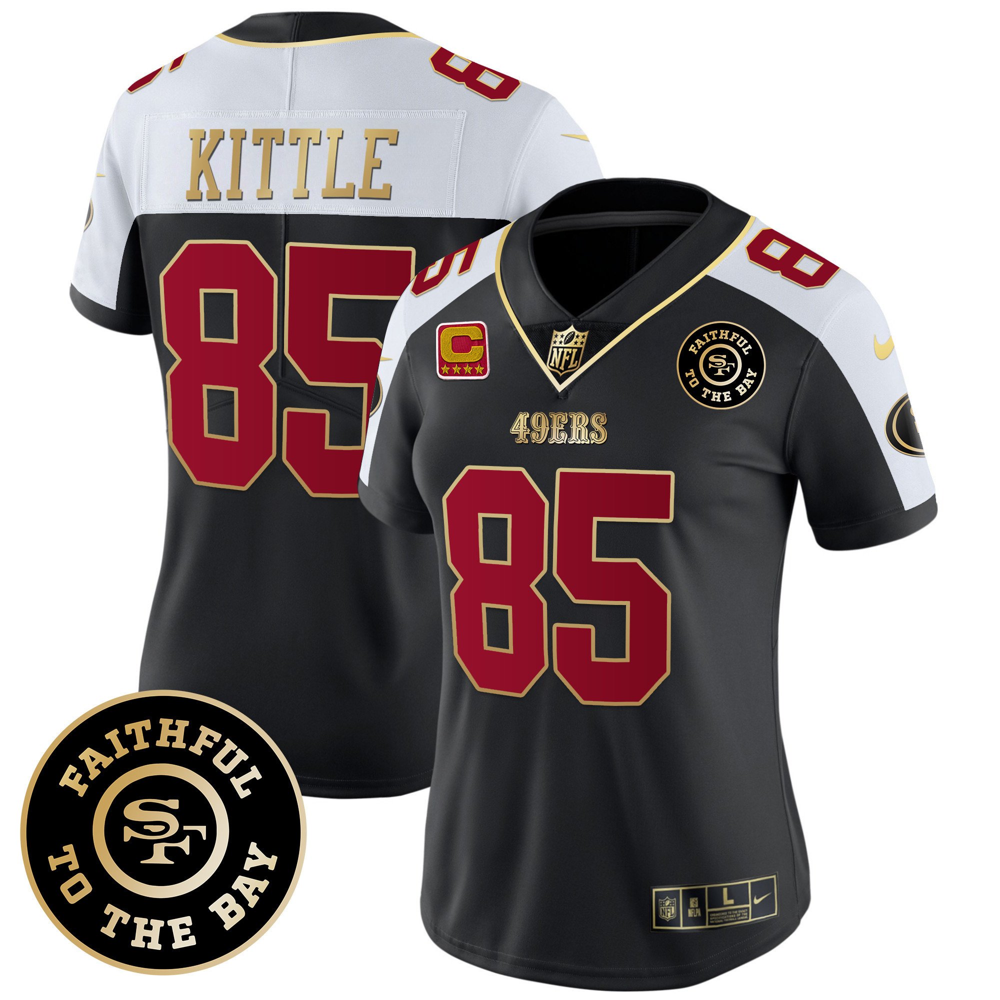 Women's George Kittle San Francisco 49ers Faithful To The Bay Patch Vapor Limited Black Alternate Jersey - All Stitched